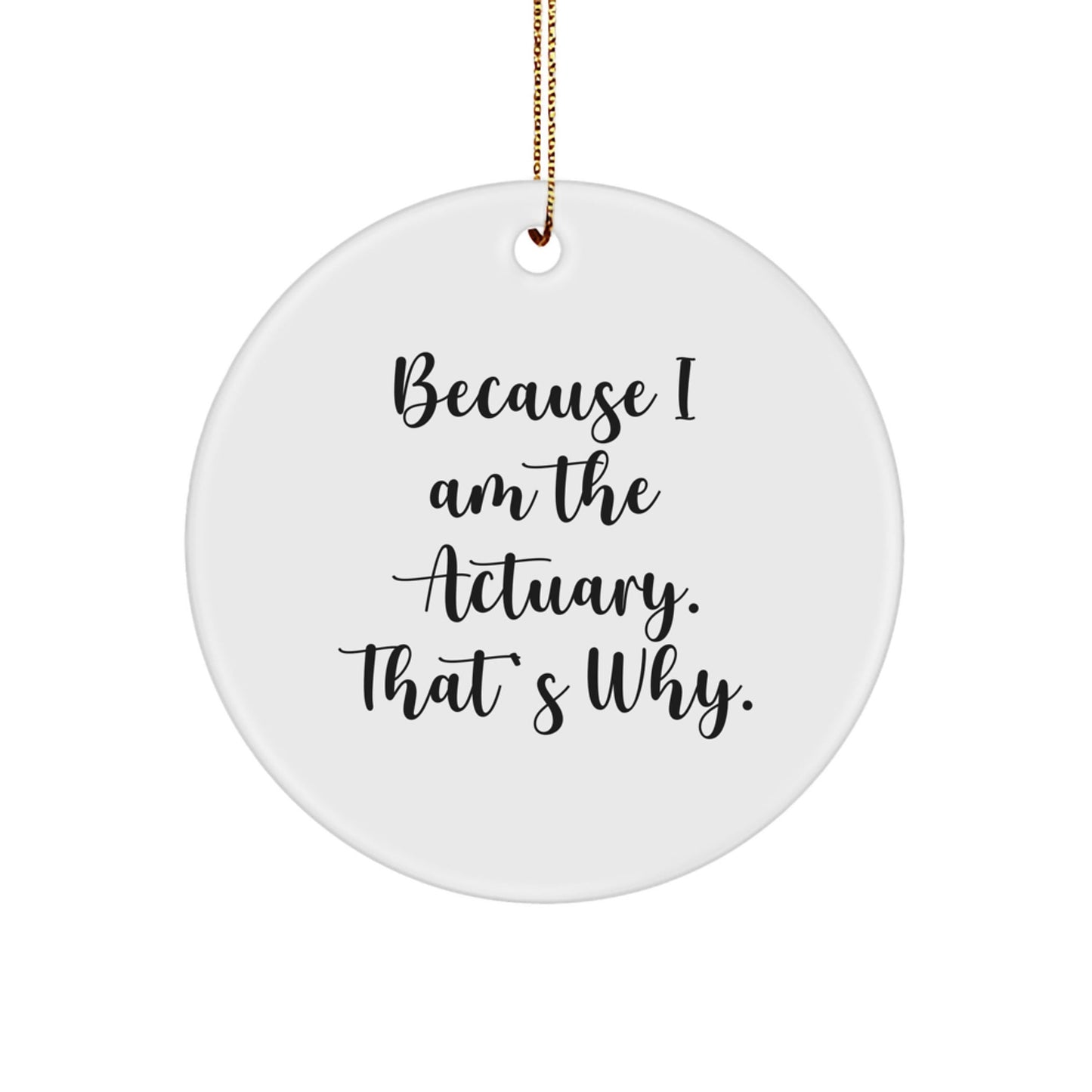Actuary Gifts for Men, Funny Quote, Circle Ornament, Christmas Unique Gifts from Family, Because I Am The Actuary. That's Why. - The Buy Boom