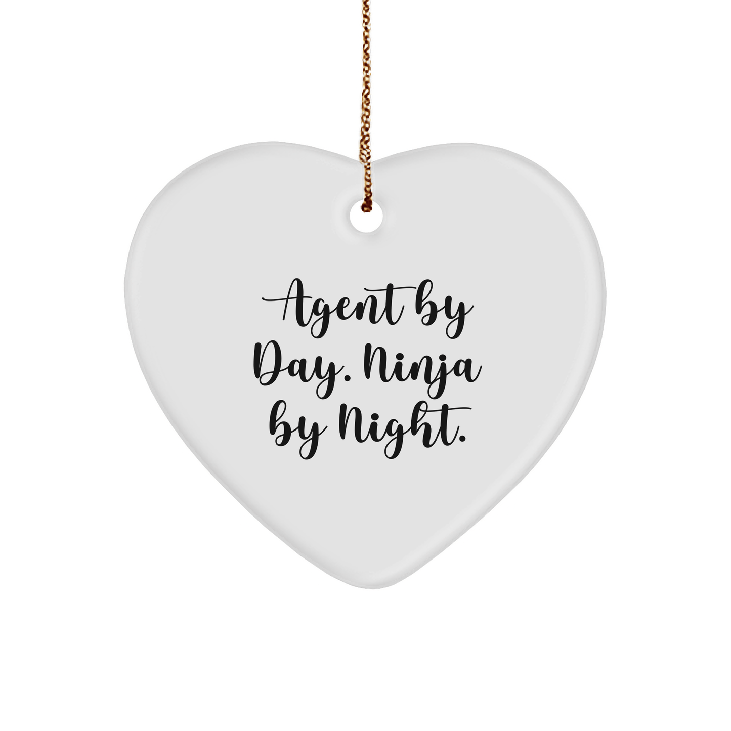 Agent Gifts: Heart Ornament with Funny Quote - 'Agent By Day. Ninja By Night.' - Christmas Unique Gift for Men, Women, Friends, Coworkers, Family - The Buy Boom