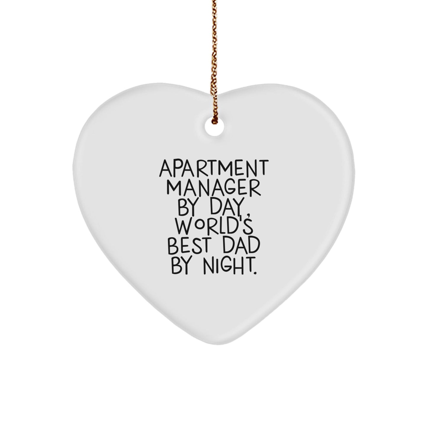 Apartment Manager Gifts from Friends - Funny Heart Ornament for Apartment Manager By Day, World's Best Dad By Night. - Christmas Heart Shaped Gift - The Buy Boom