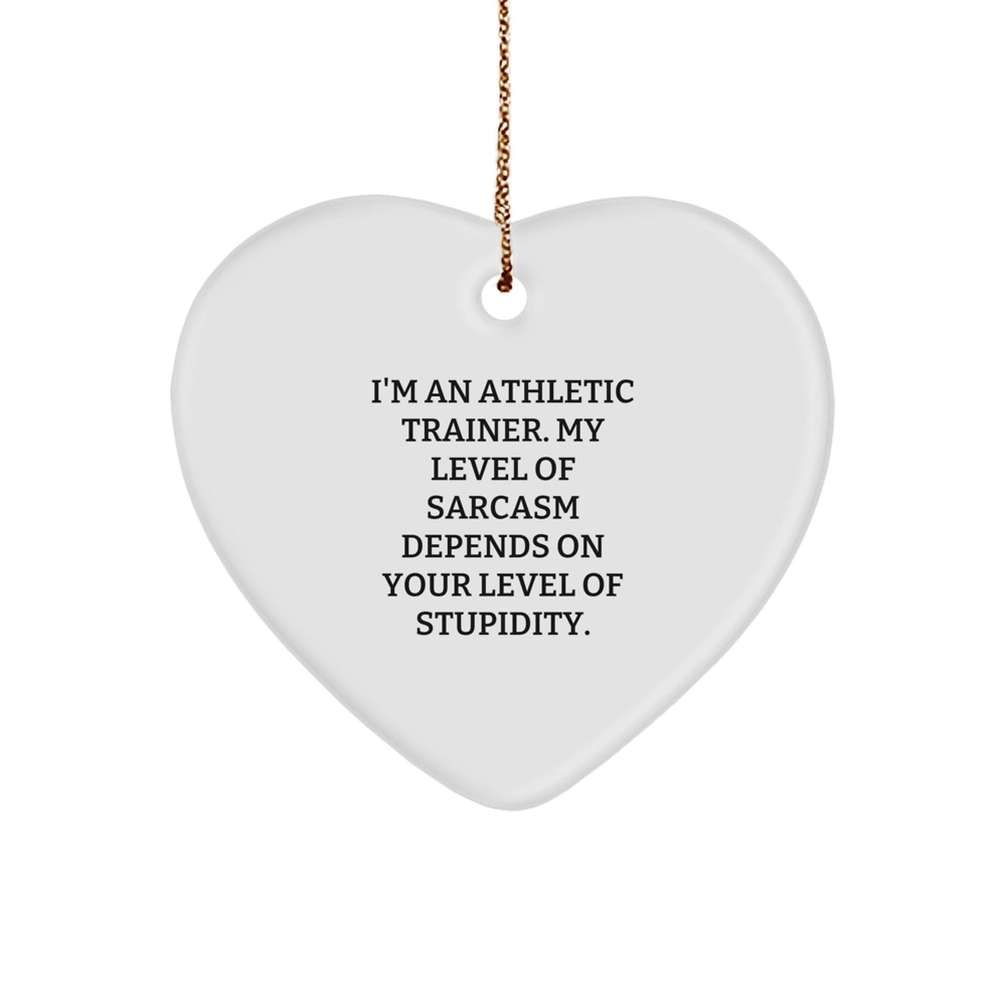 Athletic Trainer Gifts, Inspirational Heart Ornament, Funny Quote, 'I'm An Athletic Trainer. My Level Of Sarcasm Depends On Your Level Of Stupidity.' Gifts from Men to Athletic Trainers for Christmas - The Buy Boom
