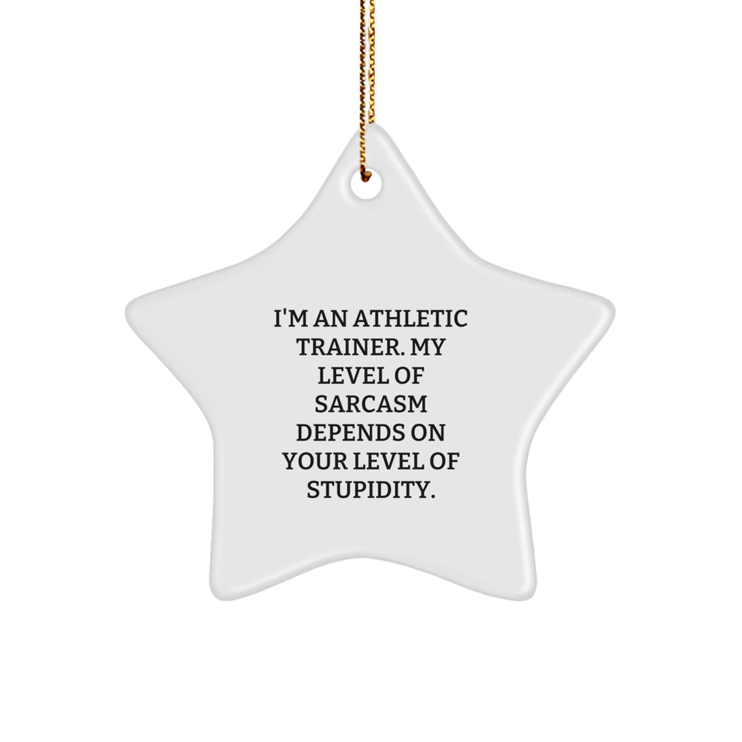 Athletic Trainer Star Ornament, Funny Quoted Gift from Friends for Christmas, 'I'm An Athletic Trainer. My Level Of Sarcasm Depends On Your Level Of Stupidity.' - The Buy Boom