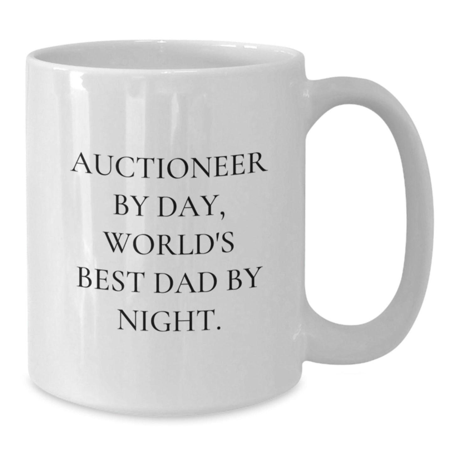 Auctioneer Humor Gifts for Men, World's Best Dad White Coffee Mug, Funny Graduation Mugs for Friends, Coworkers, Family - The Buy Boom