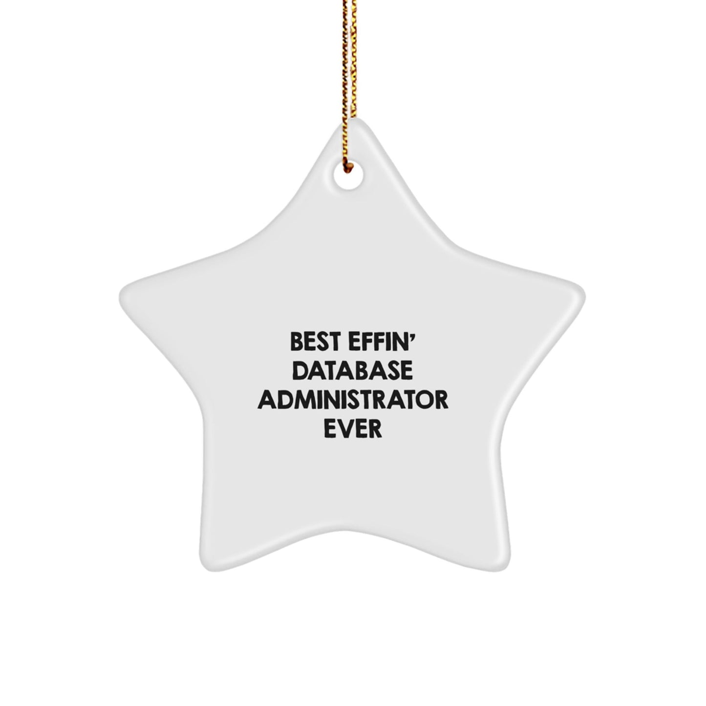 Database Administrator Star Ornament Gifts from Friends for Christmas, Funny Quote 'Best Effin' Database Administrator Ever', Unique Star Ornament for Database Administrators - The Buy Boom