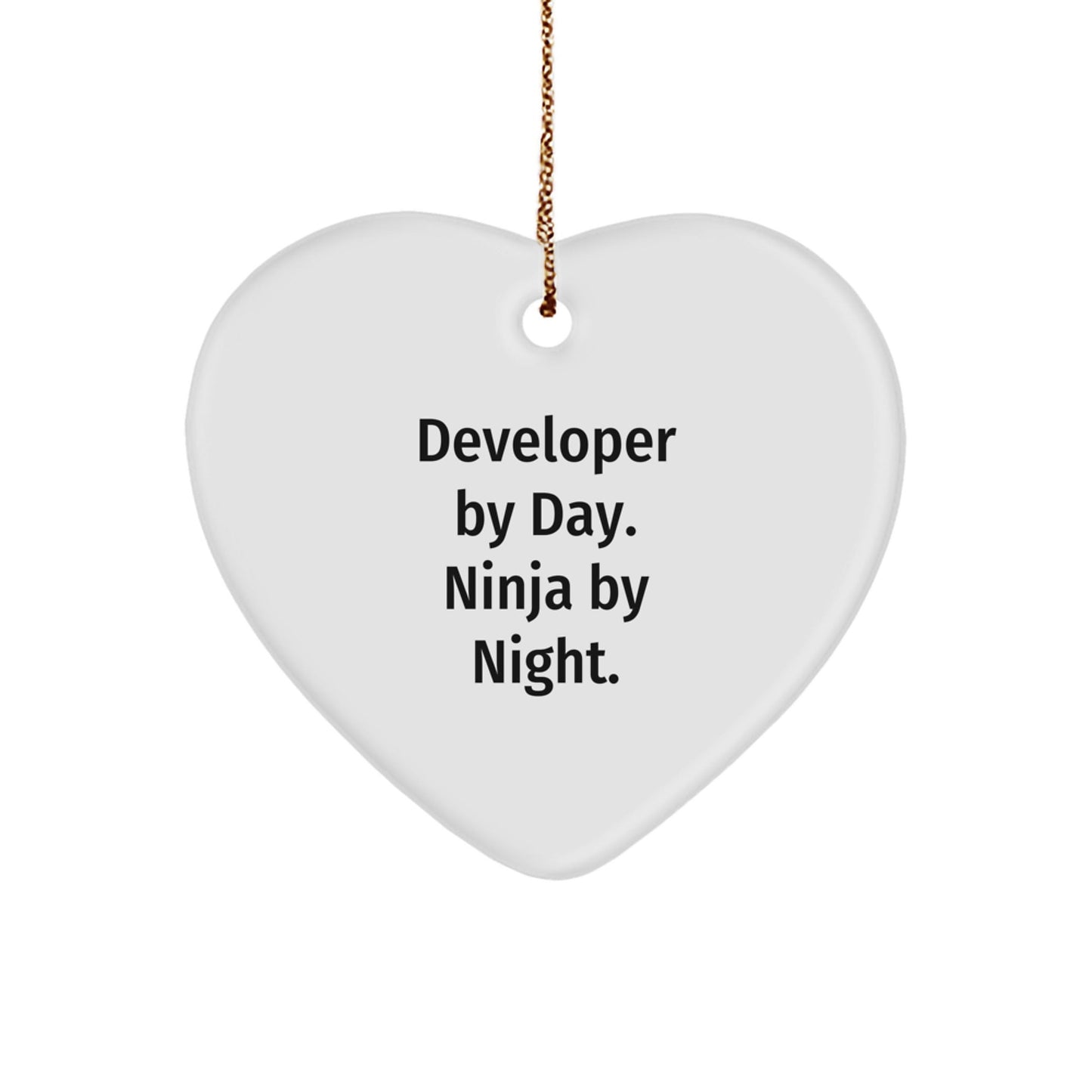 Developer Gifts from Friends - Heart Ornament with Funny Quote 'Developer By Day. Ninja By Night.' - Unique Christmas Unique Gifts for Men, Women, or Coworkers - The Buy Boom