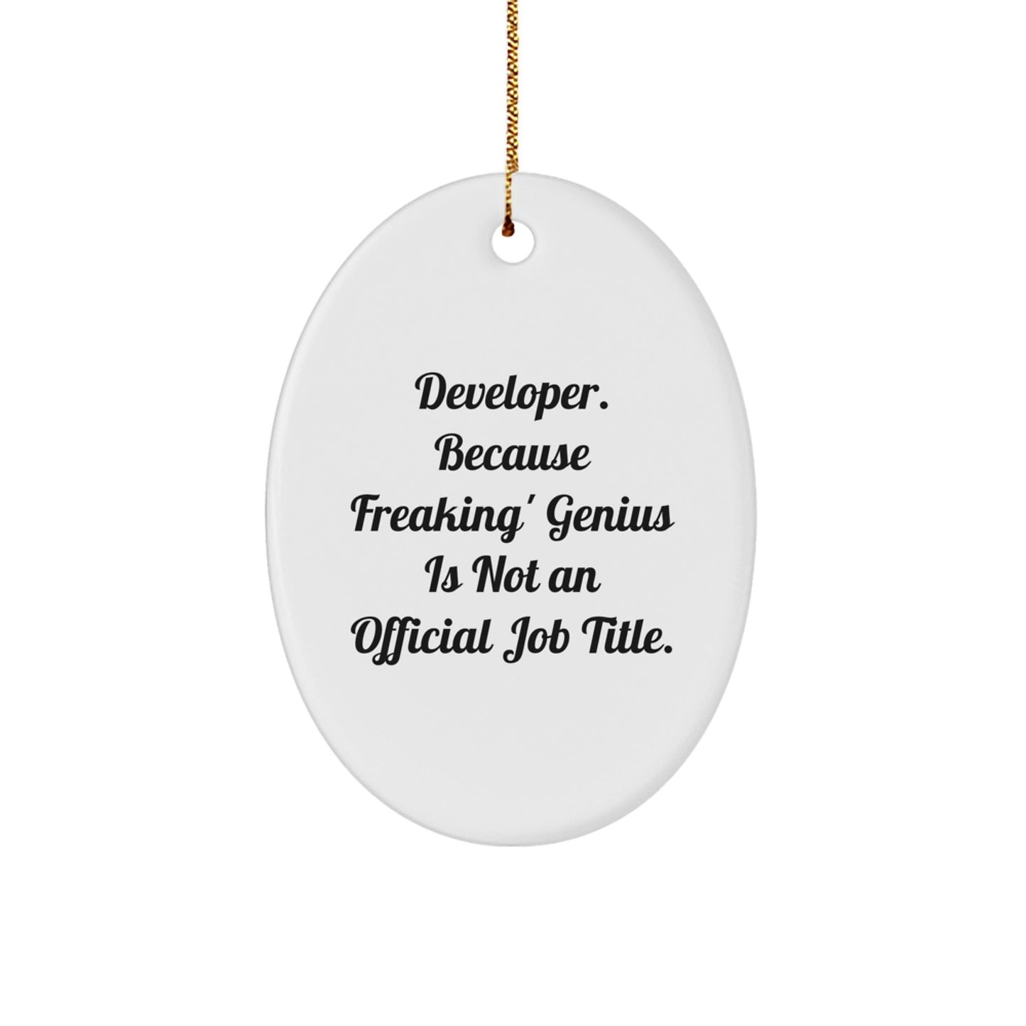 Developer Oval Ornament Gifts from Men, Women, Family, Friends, Coworkers to Developer, Men, Women, Friends, Coworkers, Christmas Unique Gifts, Funny Developer Quote, Oval Shape, White Color - The Buy Boom