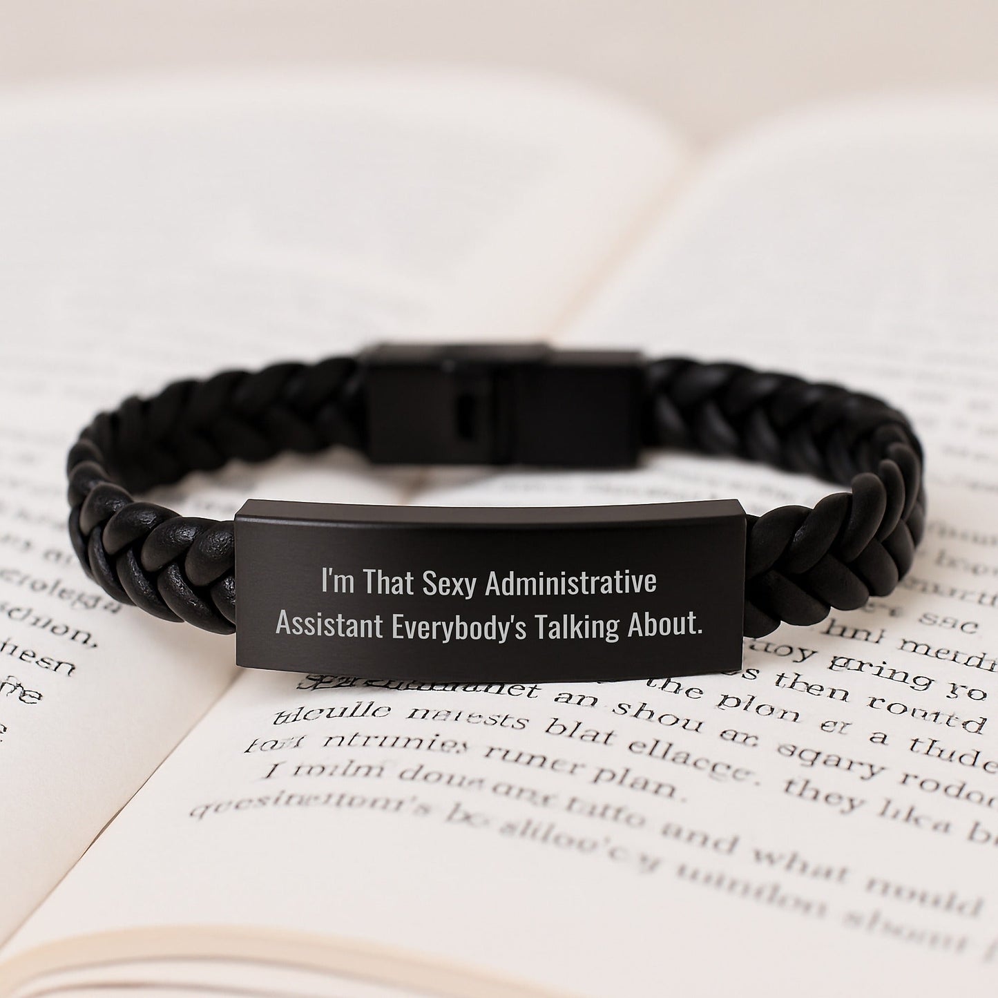 Funny Administrative Assistant Gifts Interlaced Leather Bracelet, Unique Christmas Memorable Presents for Coworkers, Sexy Assistant Quote Engraved Stainless Steel PU Leather - The Buy Boom