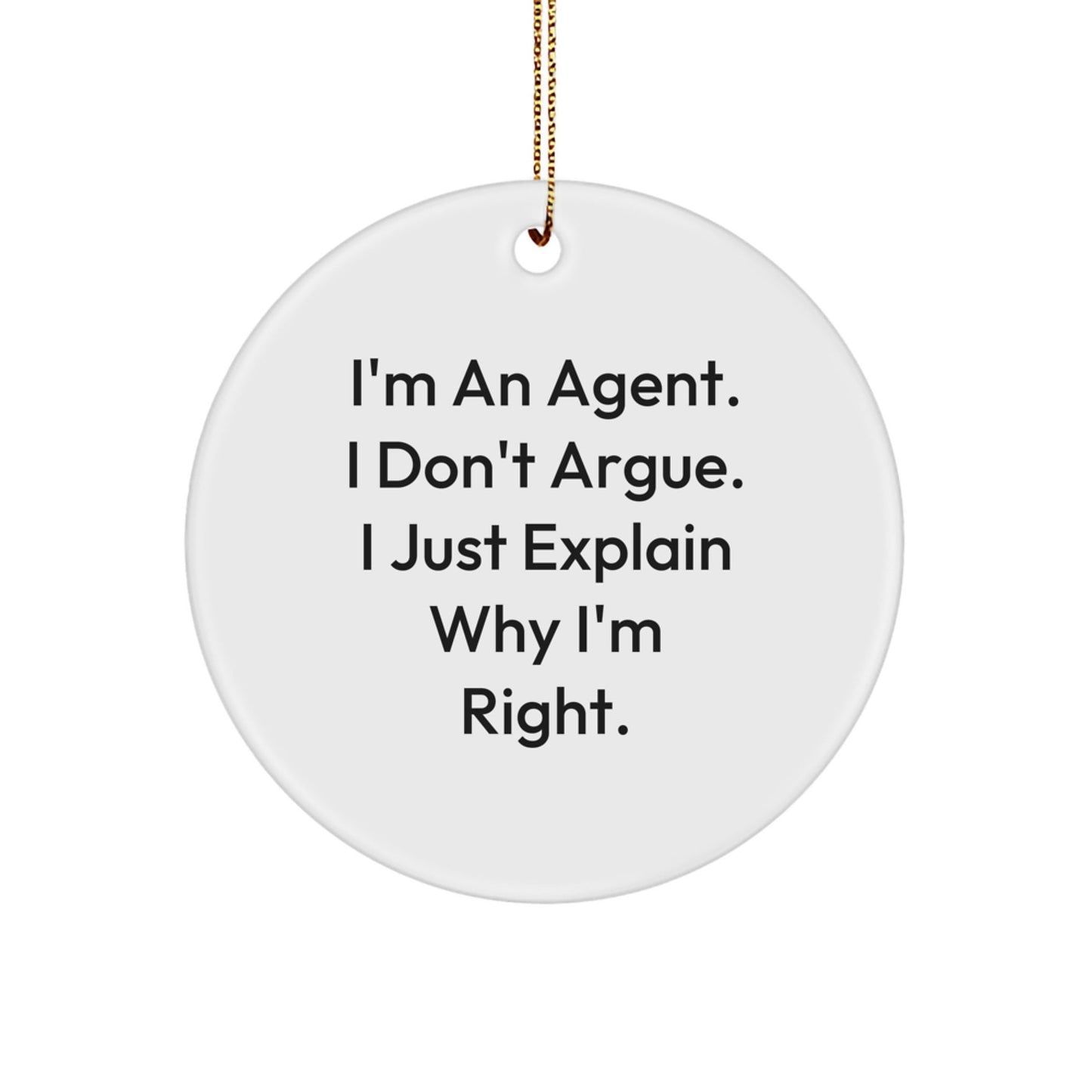 Funny Agent Christmas Circle Ornament Gifts from Friends, Family for Agent Men, Women, Coworkers, Unique Agent Decorations, Office Christmas Unique Gifts, Holiday Gift Ideas - The Buy Boom