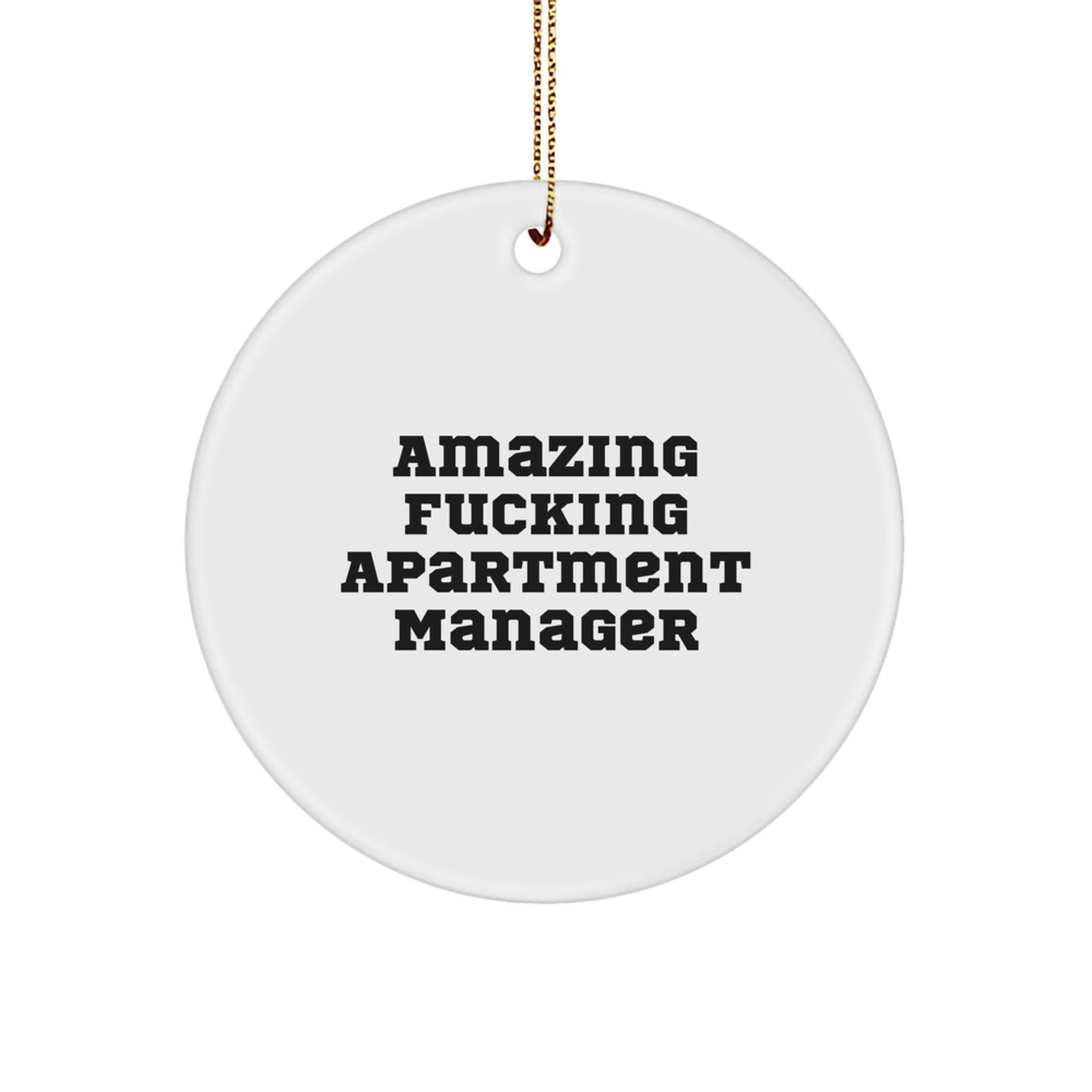 Funny Apartment Manager Gifts, 'Amazing F - king Apartment Manager' Quote, Circle Ornament for Men, Women, Friends, or Family, Christmas Unique Gifts from Friends, Coworkers, or Family - The Buy Boom