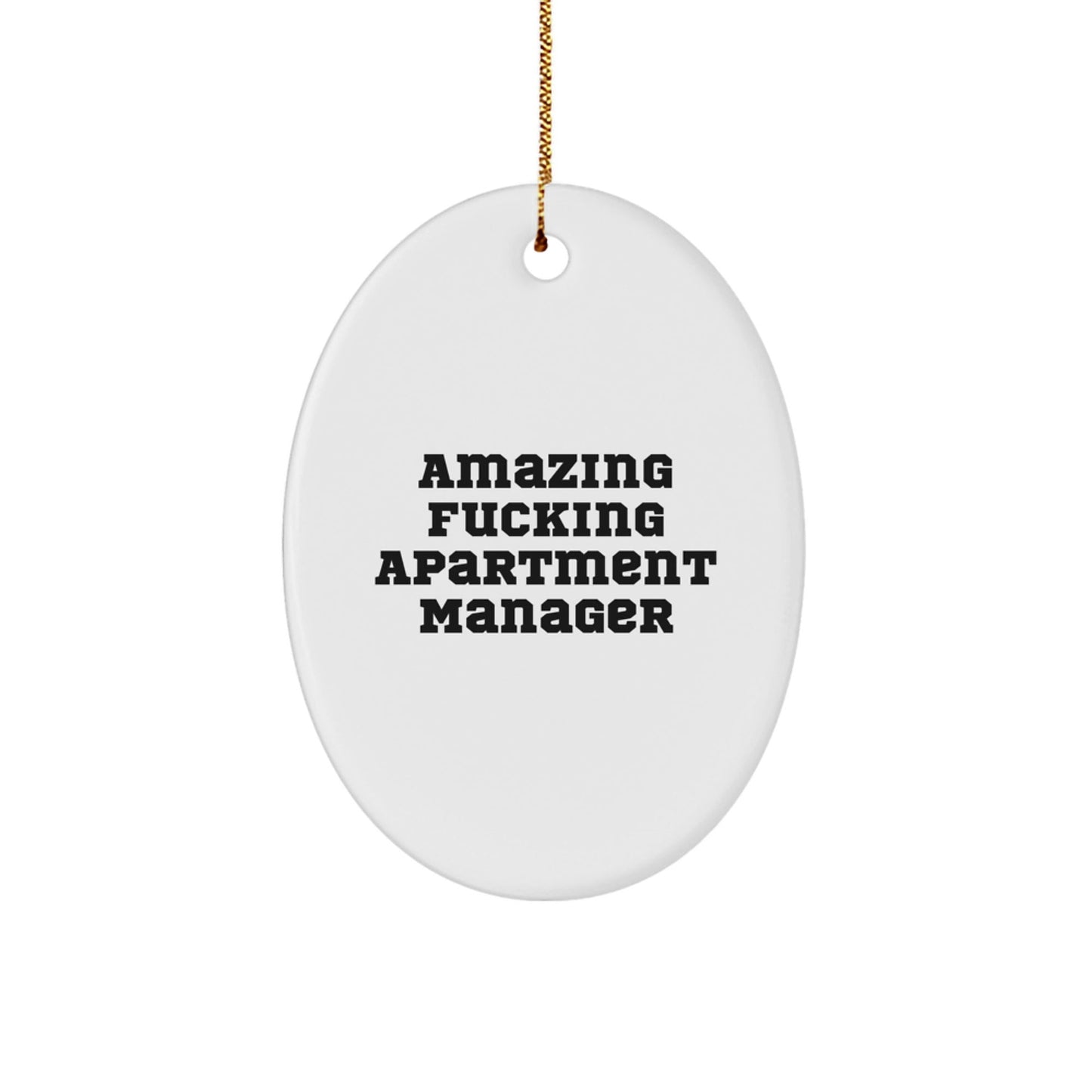 Funny Apartment Manager Gifts from Friends - Amazing Oval Ornament for Christmas - White Oval Shaped, Durable MDF with High - Gloss Finish, Vibrantly Printed Quote - Gifts for Apartment Managers - The Buy Boom