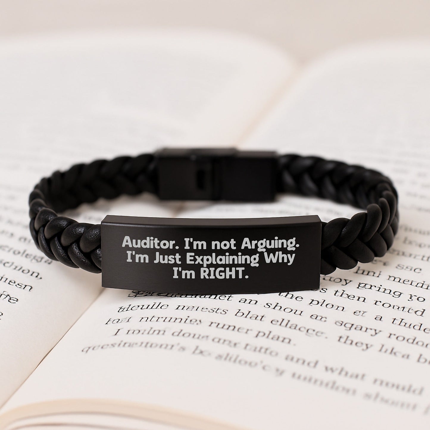 Funny Auditor Gifts from Friends for Men Interlaced Leather Bracelet Christmas Unique Presents, Auditor Humor Quote, Stainless Steel and PU Leather Combination - The Buy Boom