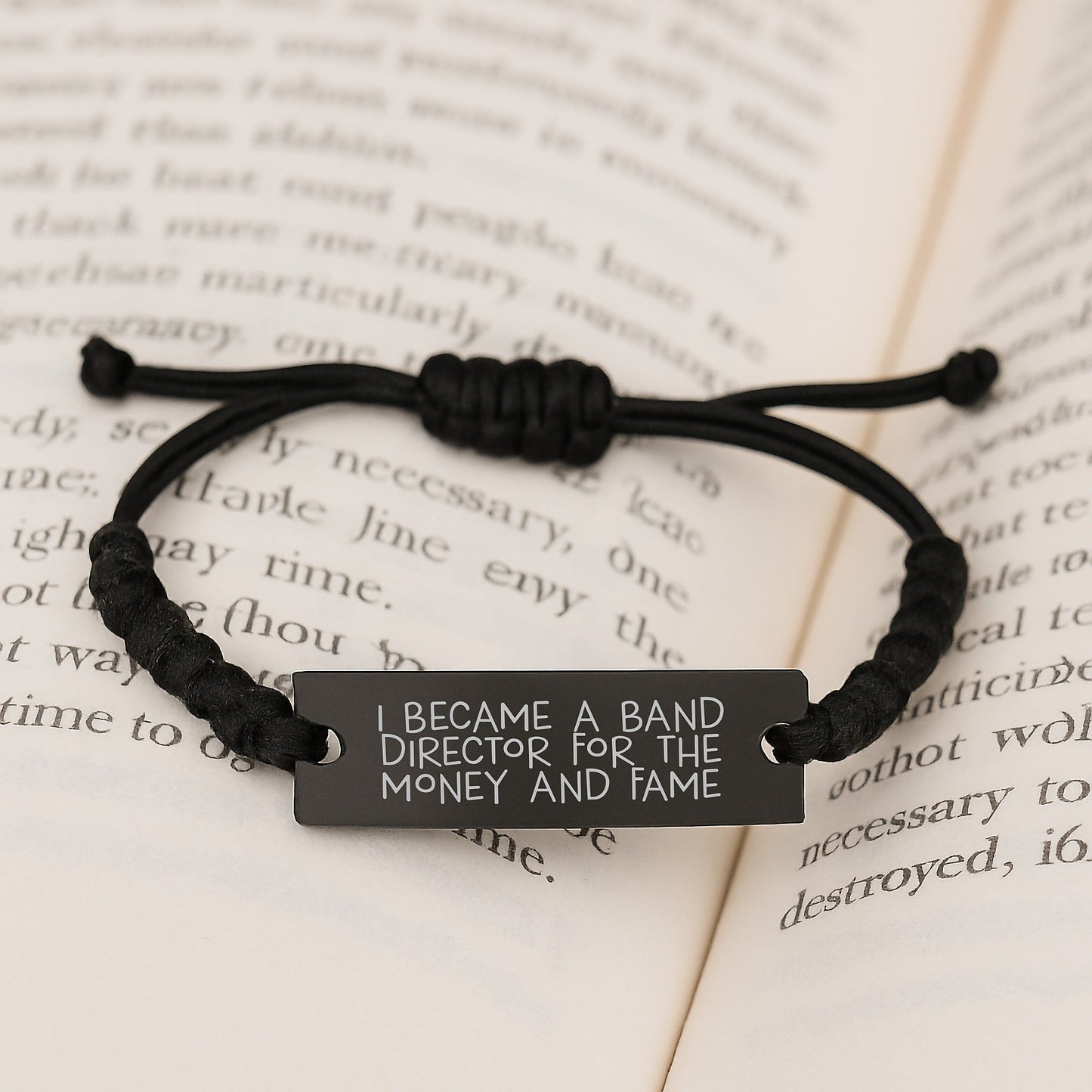 Funny Band Director Gifts, Engraved Rope Bracelet, Inspirational Quote for Birthday, Gifts from Friends for Band Director, Adjustable Black Stainless Steel - The Buy Boom