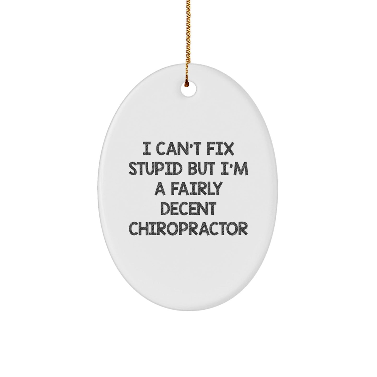 Funny Chiropractor Gifts for Men - Oval Ornament, Christmas Unique Gifts from Friends - I Can't Fix Stupid But I'm A Fairly Decent Chiropractor - The Buy Boom