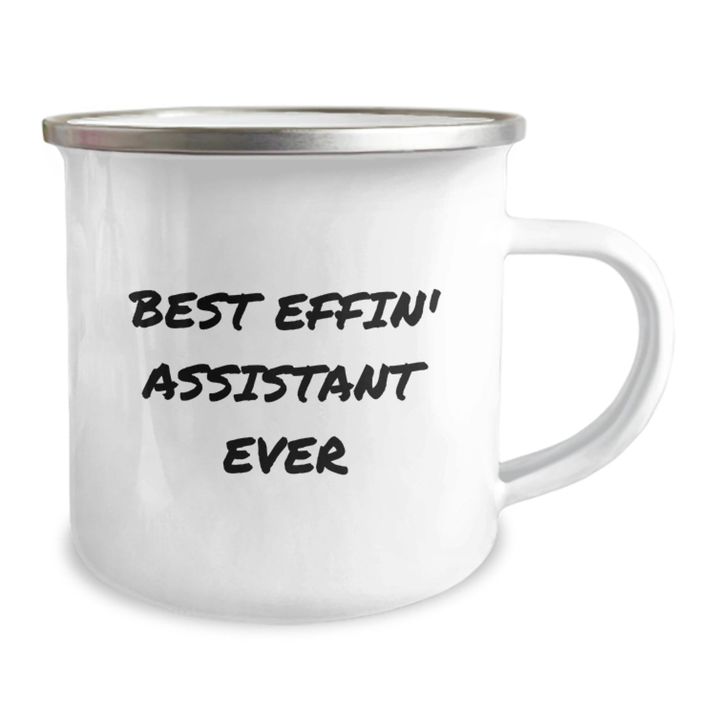 Funny Christmas Unique Gifts for Assistant Lovers Camping Mug, Best Effin' Assistant Ever Quote, Enamel Finish, Ideal Gift from Friends to Family Members - The Buy Boom