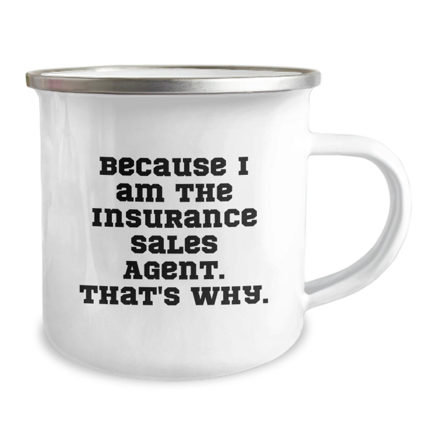 Funny Christmas Unique Gifts for Insurance Sales Agent, Unique Camping Mug for Men, Women, or Friends from Family, Enamel Finish - The Buy Boom