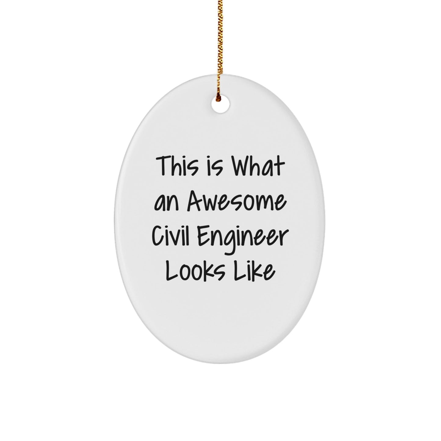 Funny Civil Engineer Gifts from Friends, Unique Oval Ornament for Civil Engineer Men Women, This Is What An Awesome Civil Engineer Looks Like Christmas Decorations - The Buy Boom