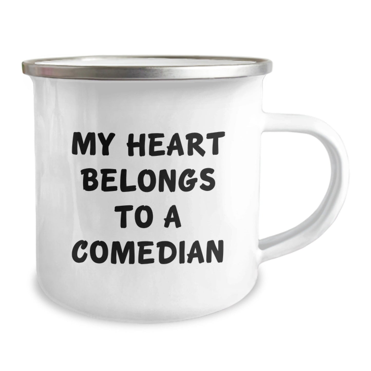 Funny Comedian Gifts for Men Comedian Lover Birthday Unique Gifts from Friends Camping Mug with My Heart Belongs To A Comedian Quote - The Buy Boom