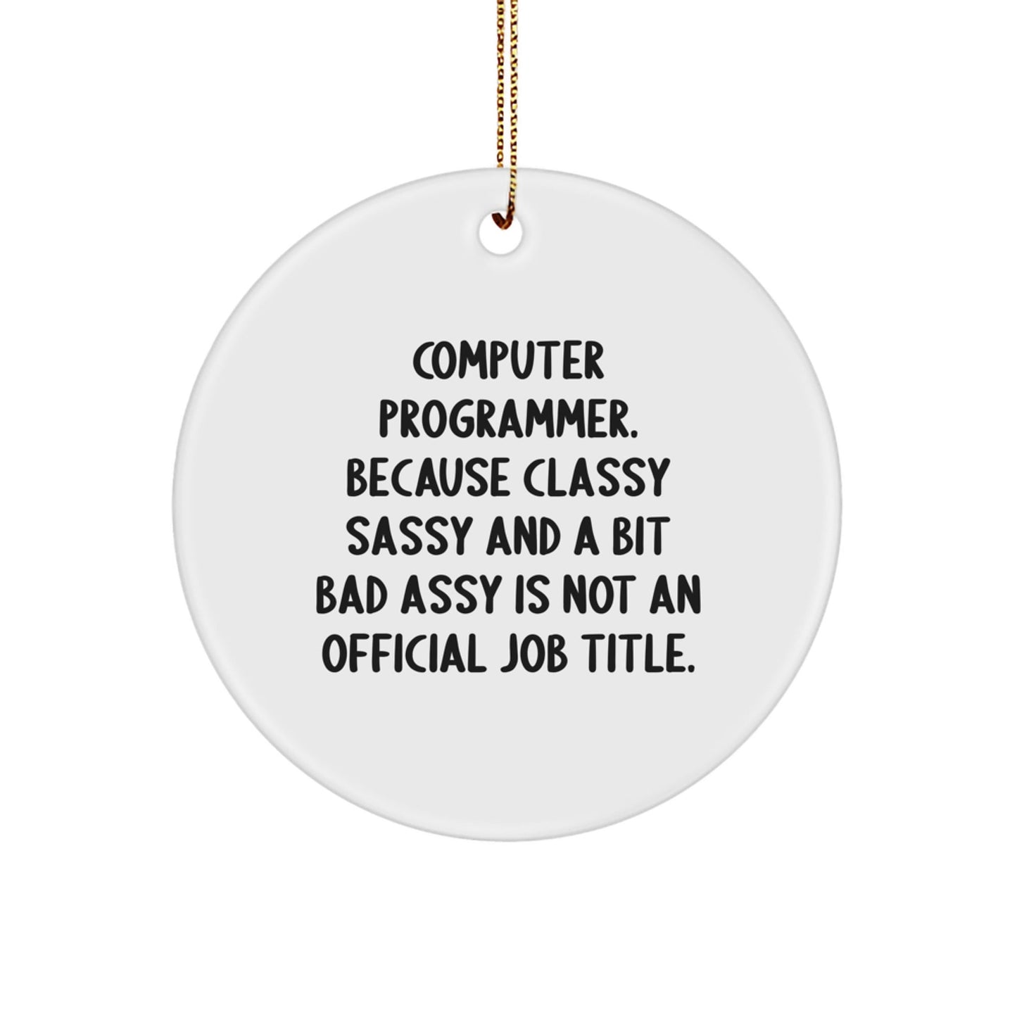 Funny Computer Programmer Circle Ornament Gifts from Friends for Christmas - 'Classy Sassy And A Bit Fearlessy Is Not An Official Job Title' - The Buy Boom