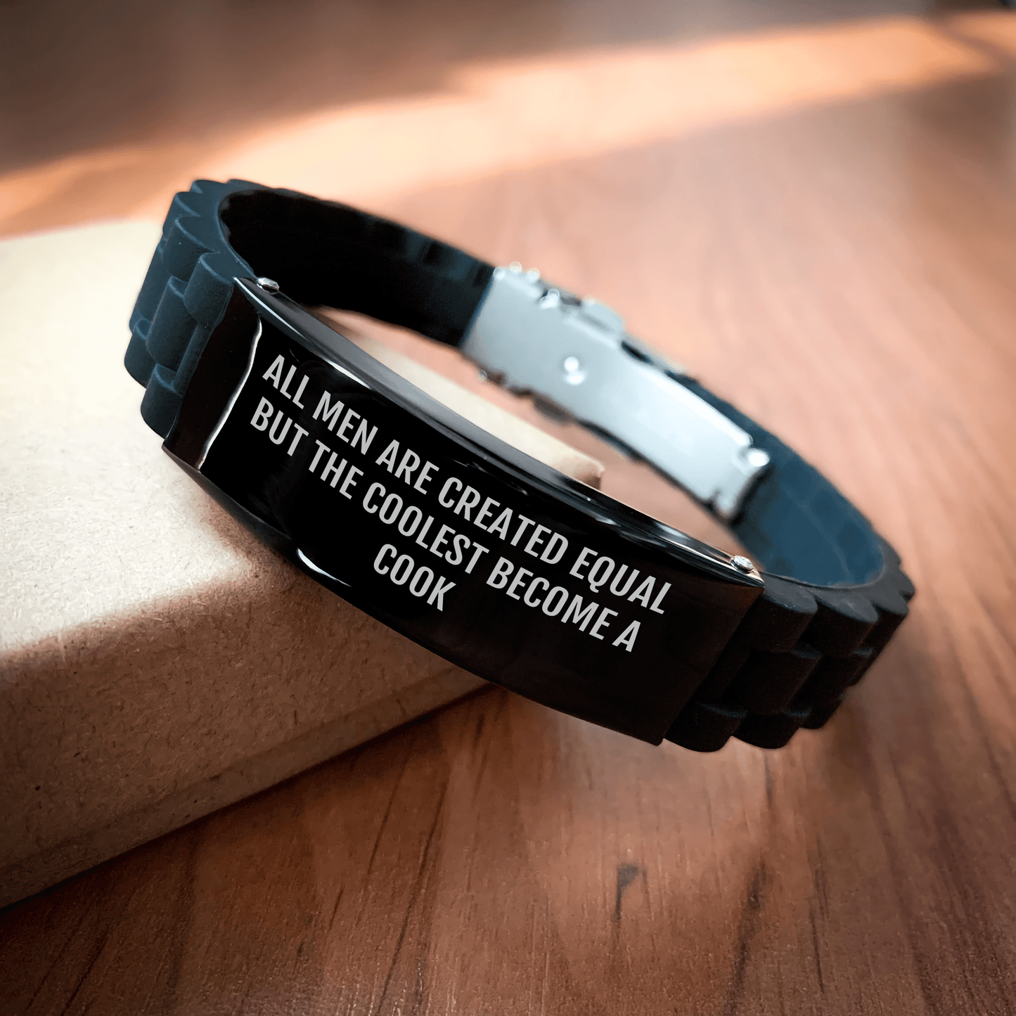 Funny Cook Gifts for Men, Glide lock Clasp Black Stainless Steel Silicone Adjustable Gift from Women to Father's Day Unique Cook - The Buy Boom