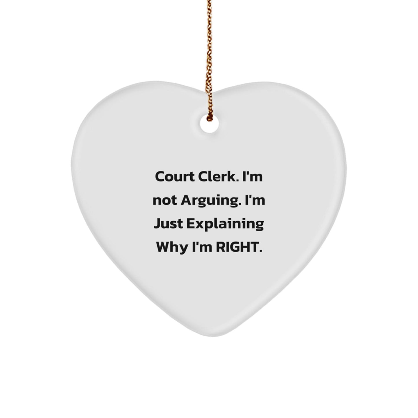 Funny Court Clerk Heart Ornament Gifts from Friends for Christmas - Court Clerk Humor - The Buy Boom
