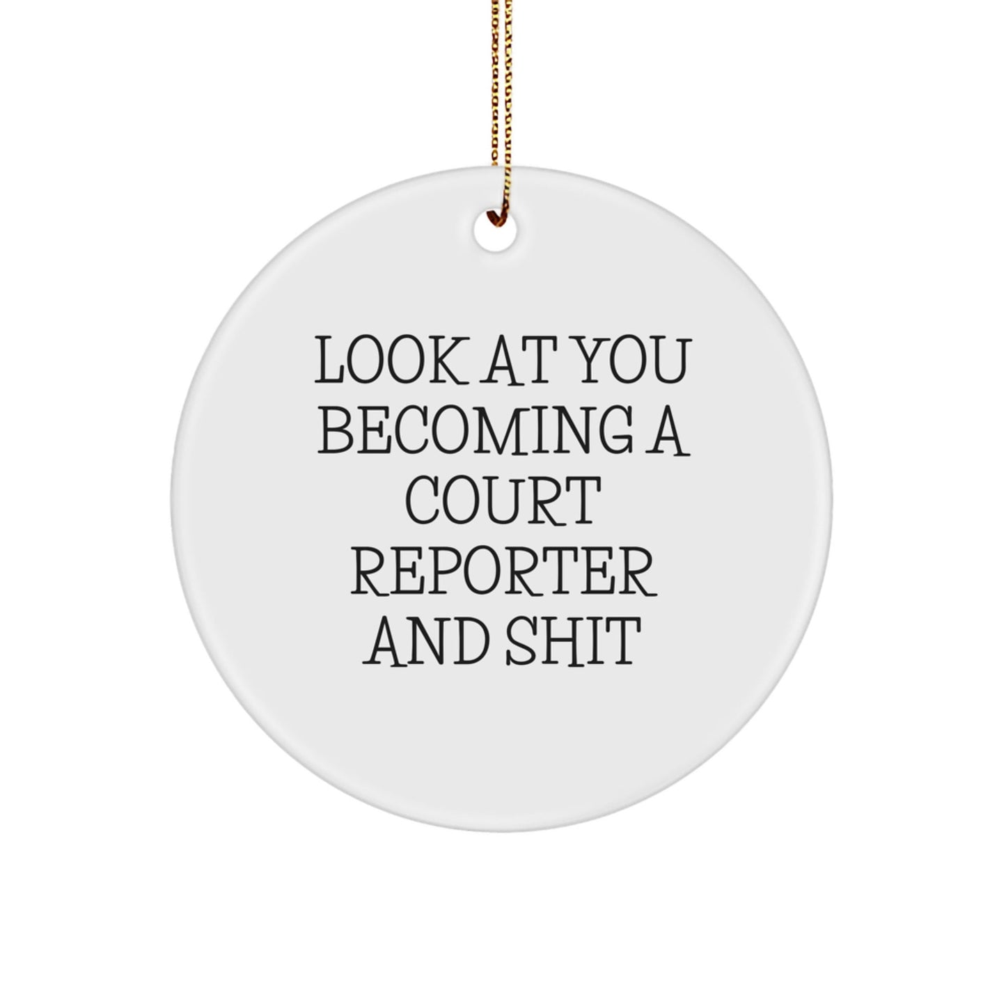 Funny Court Reporter Gift, Look At You Becoming A Court Reporter And Shit, Christmas Unique Gifts for Court Reporters, Circle Ornament from Friends - The Buy Boom