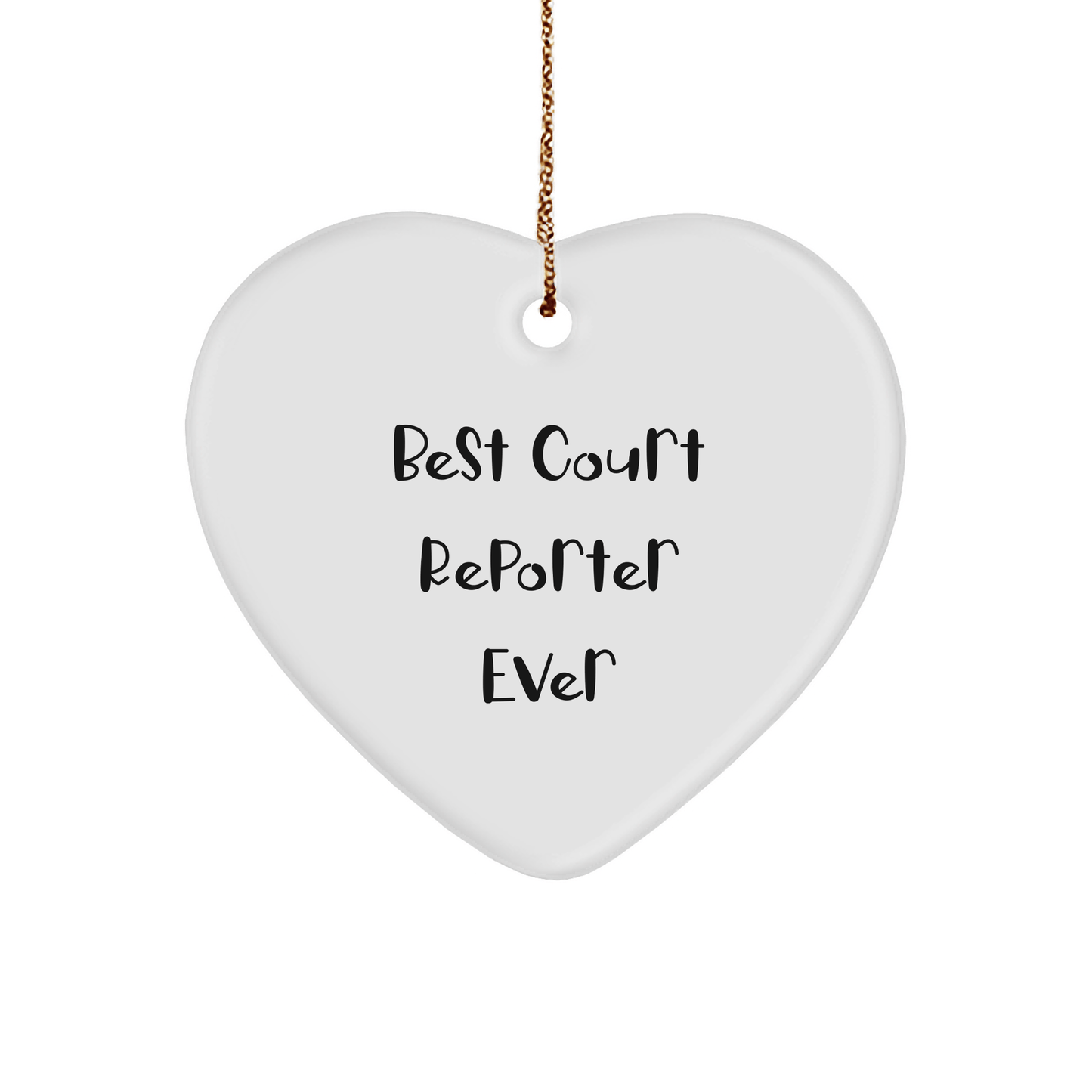Funny Court Reporter Gifts - Best Court Reporter Ever Heart Ornament for Christmas - Gifts from Family to Court Reporter - The Buy Boom