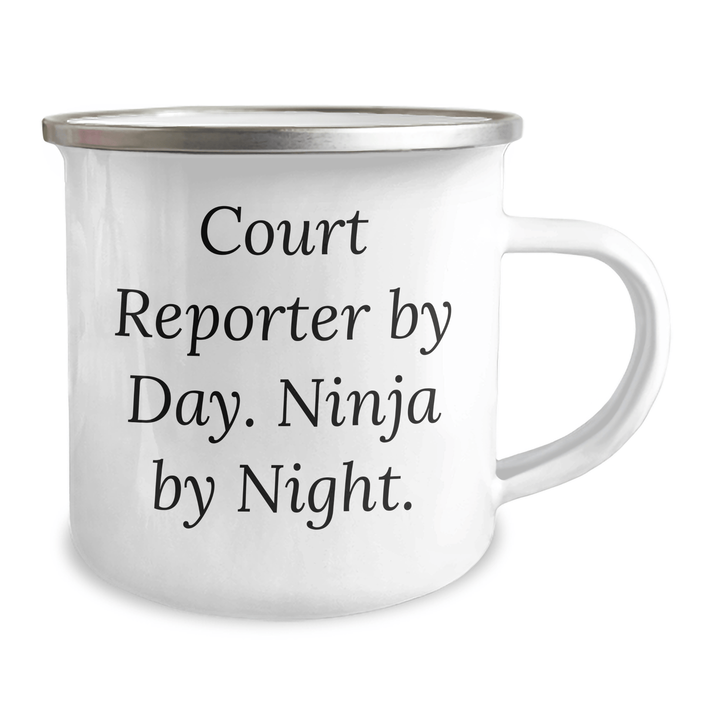 Funny Court Reporter Gifts for Men, Court Reporter By Day. Ninja By Night. Father's Day Unique Gifts, Camping Mug, 12 oz Stainless Steel with Enamel Finish - The Buy Boom