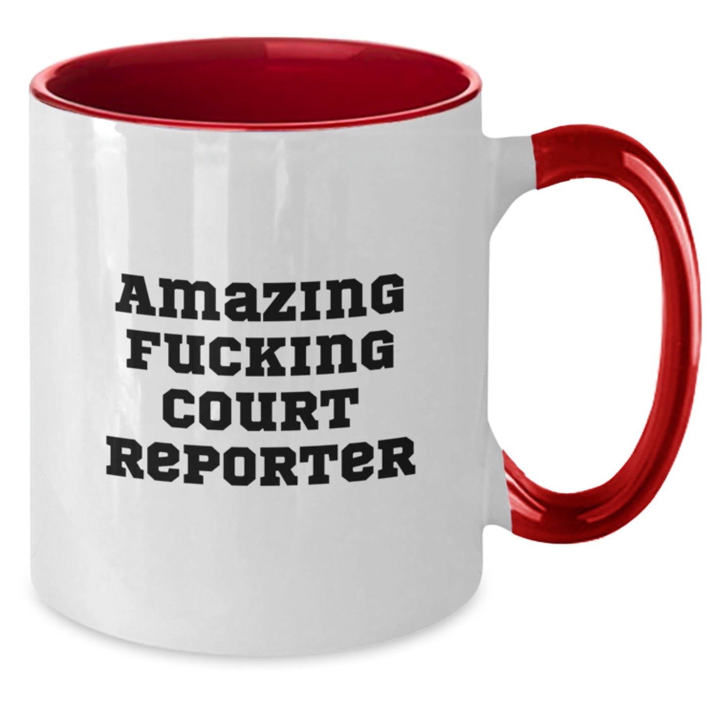 Funny Court Reporter Gifts from Friends to Court Reporters - Two Tone Coffee Mug - Amazing F - king Court Reporter Christmas Unique Gifts - The Buy Boom