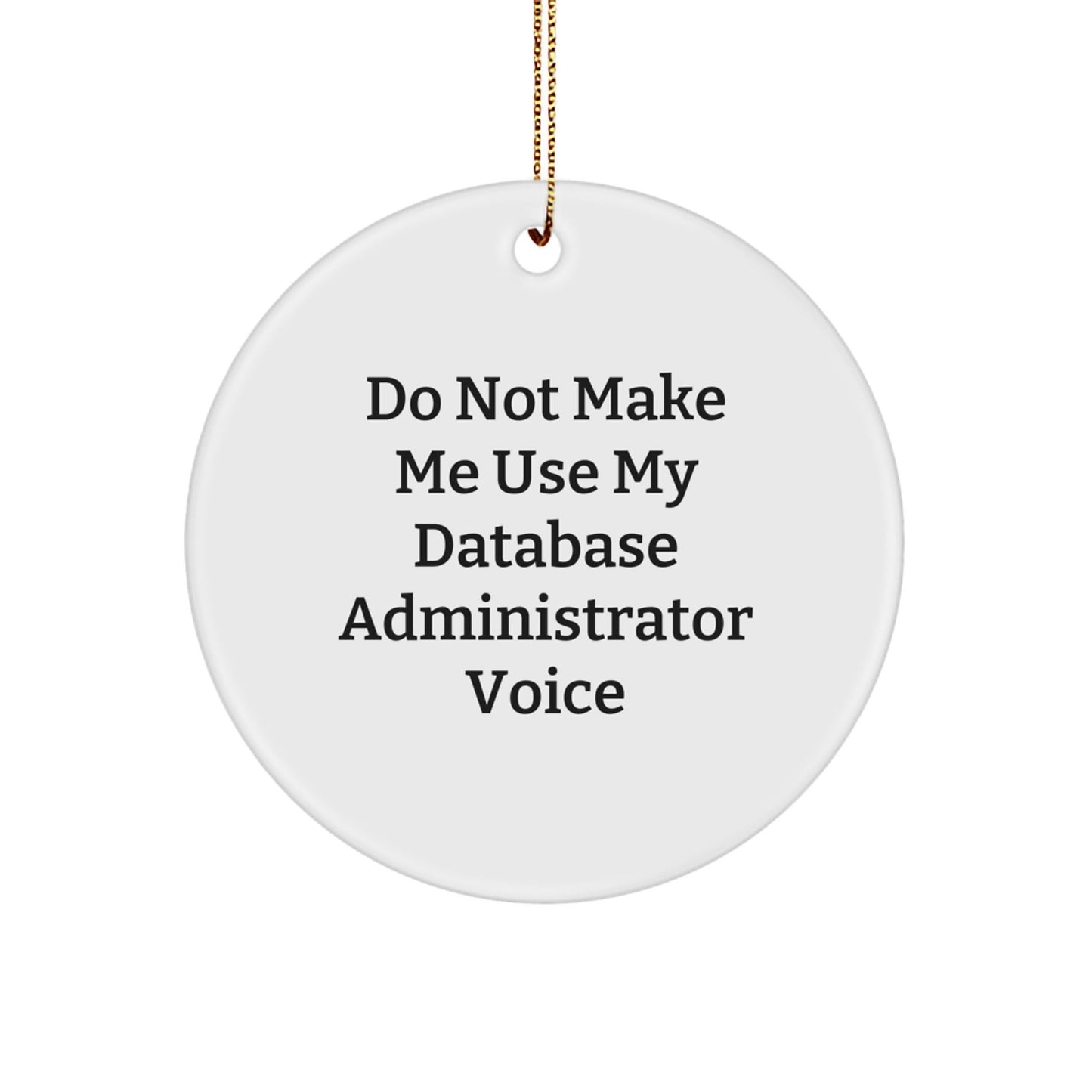 Funny Database Administrator Circle Ornament Gifts from Family, Christmas Unique Gifts for Database Administrator, 'Do Not Make Me Use My Database Administrator Voice' - The Buy Boom