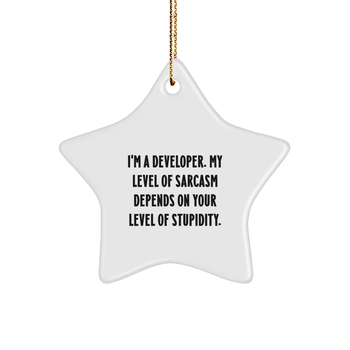 Funny Developer Gifts from Friends - Christmas Unique Star Ornament, I'm A Developer Sarcasm Level Depends On Stupidity, Star Shaped Decor - The Buy Boom