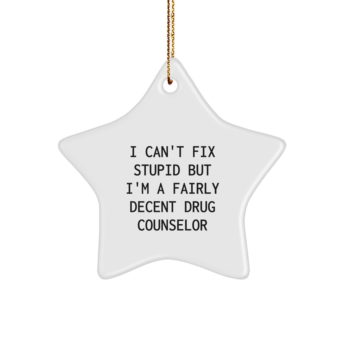 Funny Drug Counselor Gifts, I Can't Fix Stupid But I'm A Fairly Decent - Star Ornament for Christmas Unique Gifts from Friends to Family - The Buy Boom