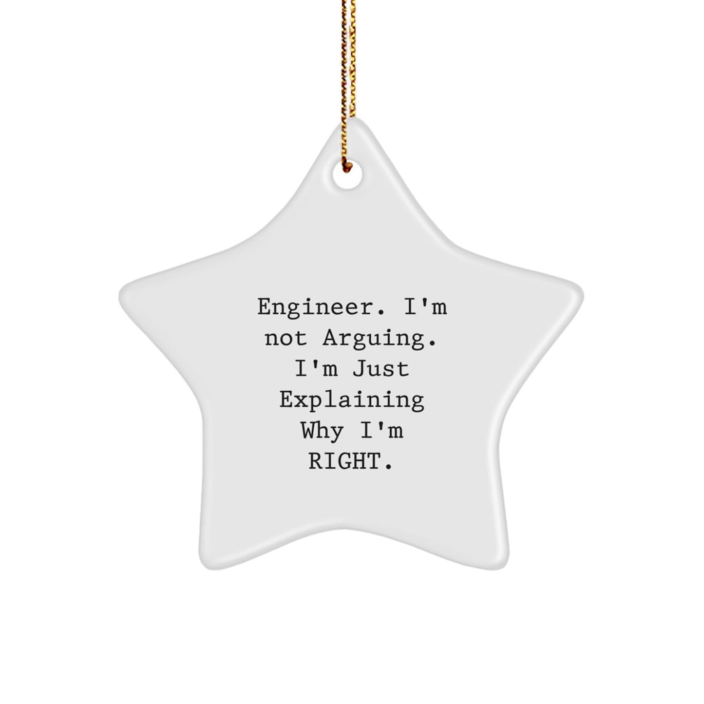 Funny Engineer Gifts for Men, Engineer Star Ornament with I'm Not Arguing. I'm Just Explaining Why I'm Right. Quote, Christmas Unique Gifts from Friends to Family - The Buy Boom