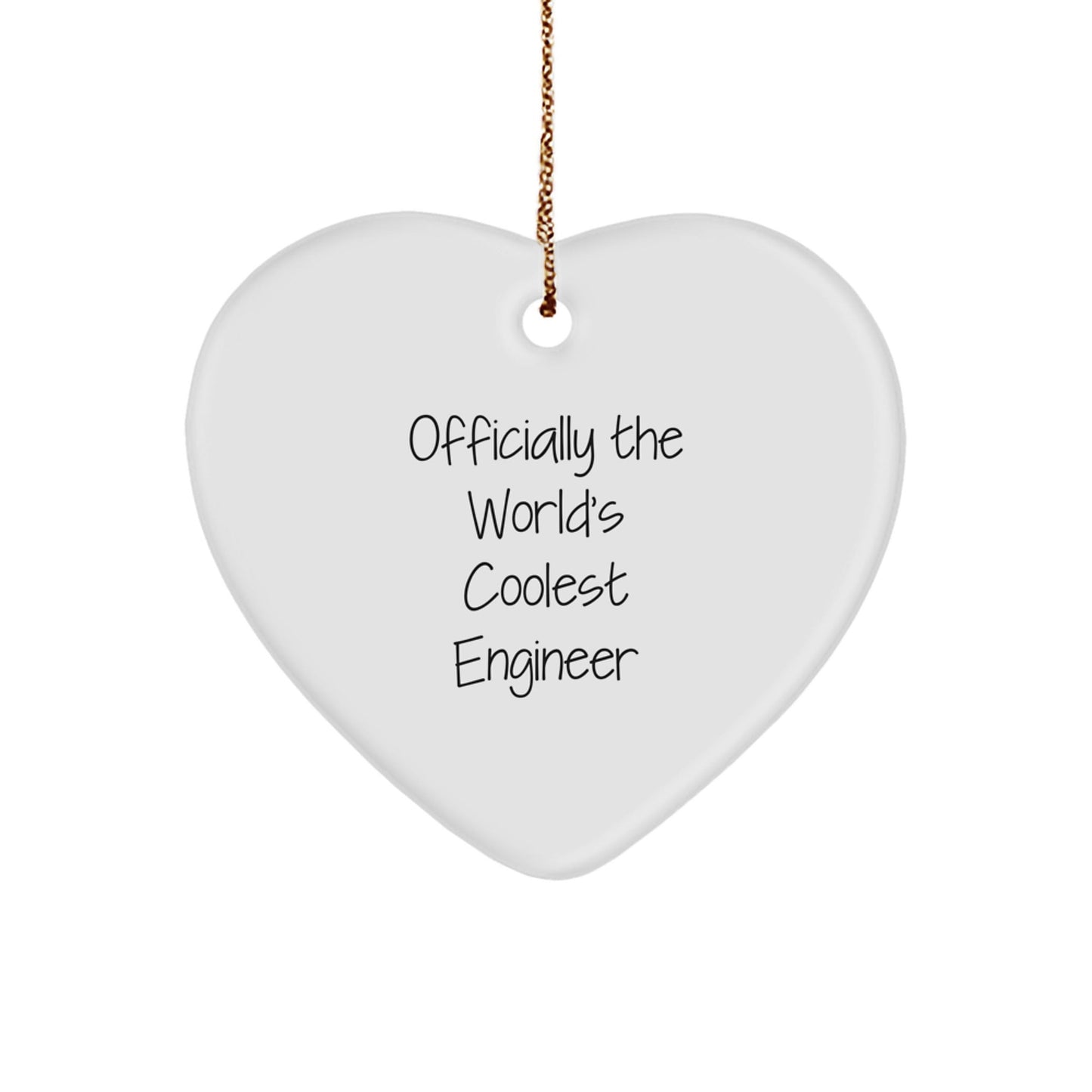 Funny Engineer Gifts - Heart Ornament for Christmas - 'Officially The World's Coolest Engineer' Quote, Gifts from Friends, for Engineer, Unique Christmas Unique Gifts for Men - The Buy Boom