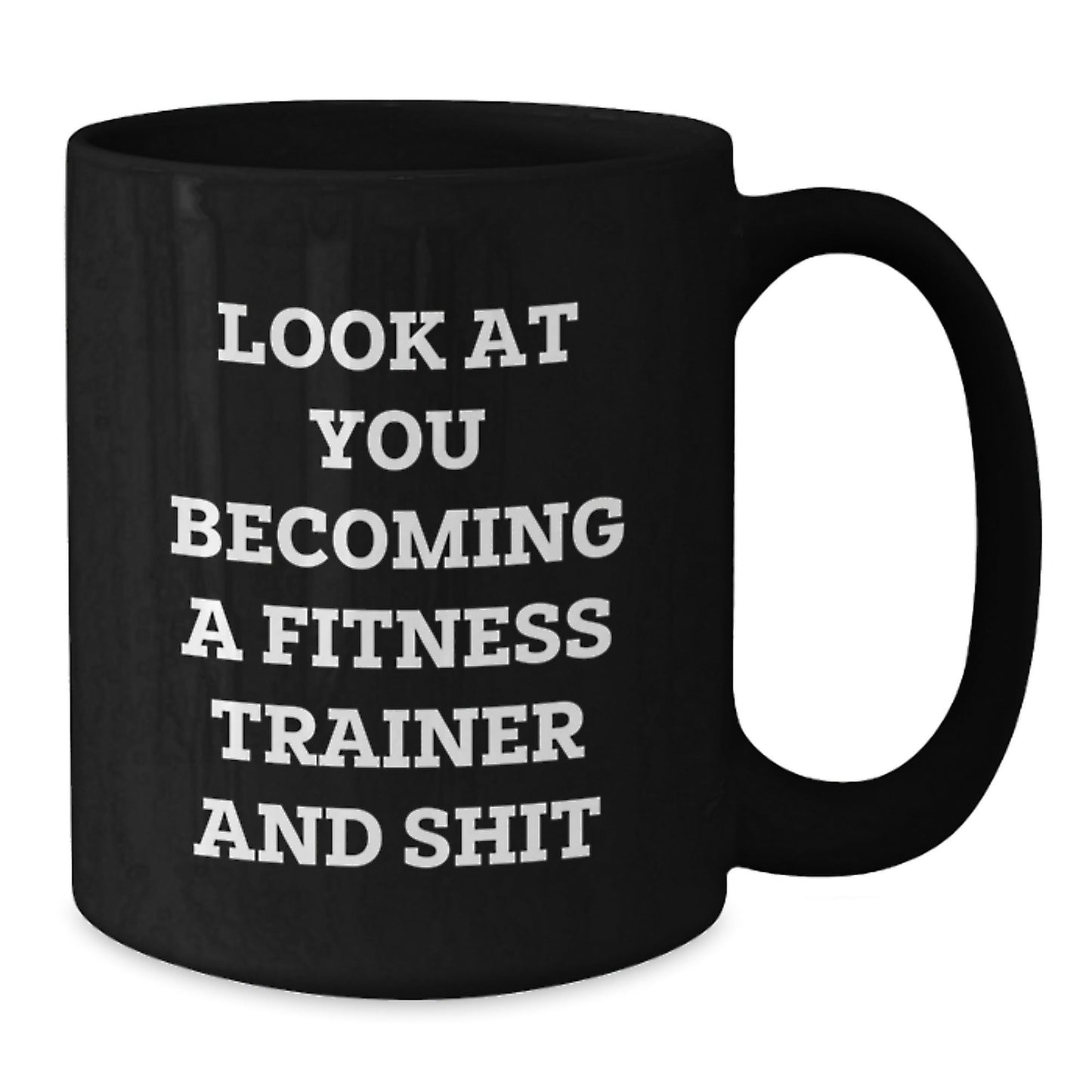 Funny Fitness Trainer Black Coffee Mug Gifts from Friends for Men and Women Becoming a Trainer - The Buy Boom