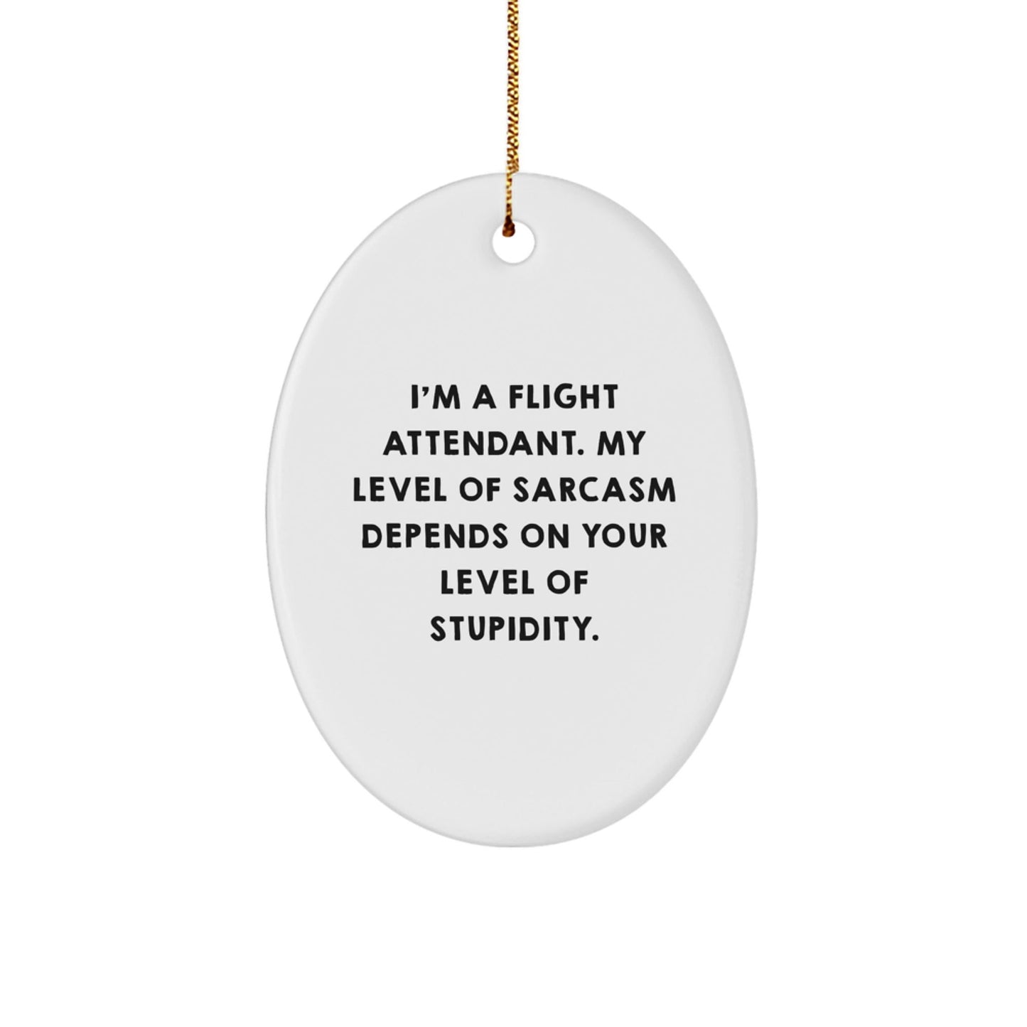 Funny Flight Attendant Gifts from Friends for Christmas - Oval Ornament with Quote, Perfect for Coworkers or Family - The Buy Boom