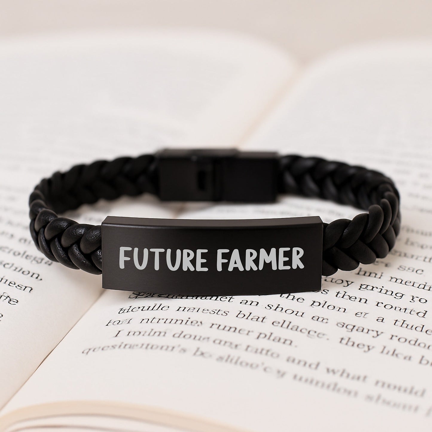 Funny Future Farmer Gifts for Men, Unique Interlaced Leather Bracelet with Engraved Stainless Steel, Gifts from Family - The Buy Boom