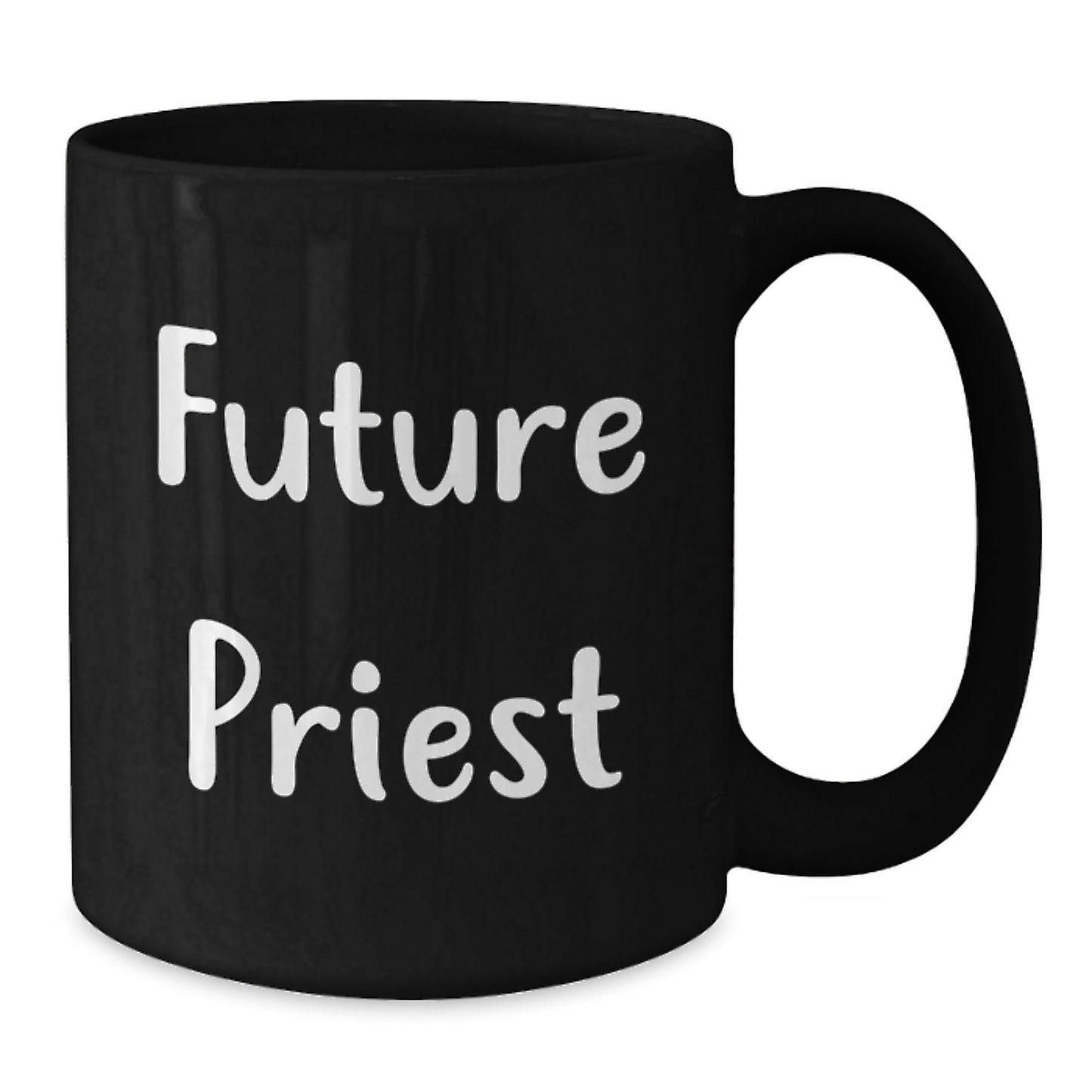 Funny Future Priest Gifts from Family, Unique Christmas Mugs for Men Priests, Black Ceramic Coffee Mug, 11oz or 15oz, Microwave and Dishwasher Safe - The Buy Boom