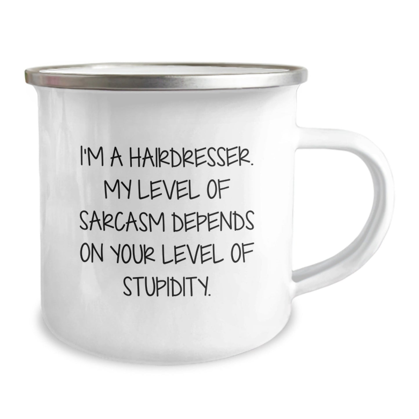 Funny Gift for Hairdressers - 'Sarcasm' Camping Mug for Christmas Unique Gifts from Friends, Coworkers or Family - The Buy Boom