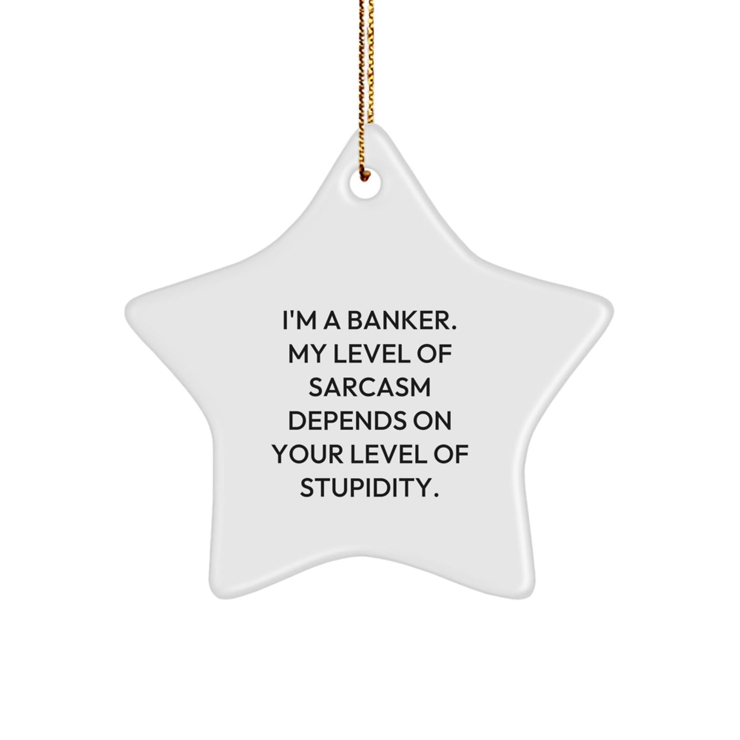 Funny Gifts from Friends or Family for Banker Star Ornament, Sarcasm Level Dependent on Stupidity, Christmas Unique Ornaments - The Buy Boom