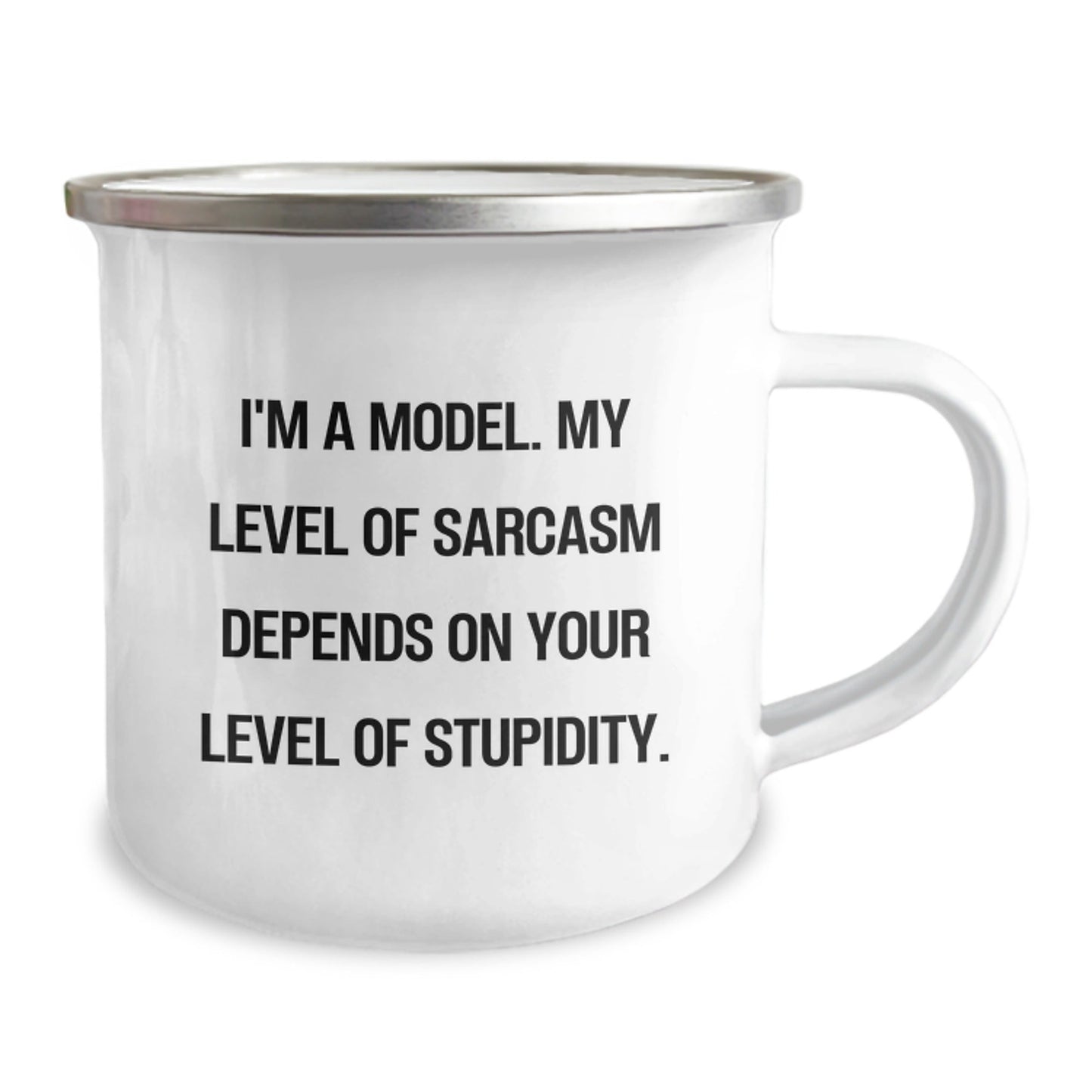 Funny Graduation Gifts from Friends to Model Enthusiasts - 'I'm A Model' Sarcasm Camping Mug, 12 oz Stainless Steel with Enamel Finish - The Buy Boom