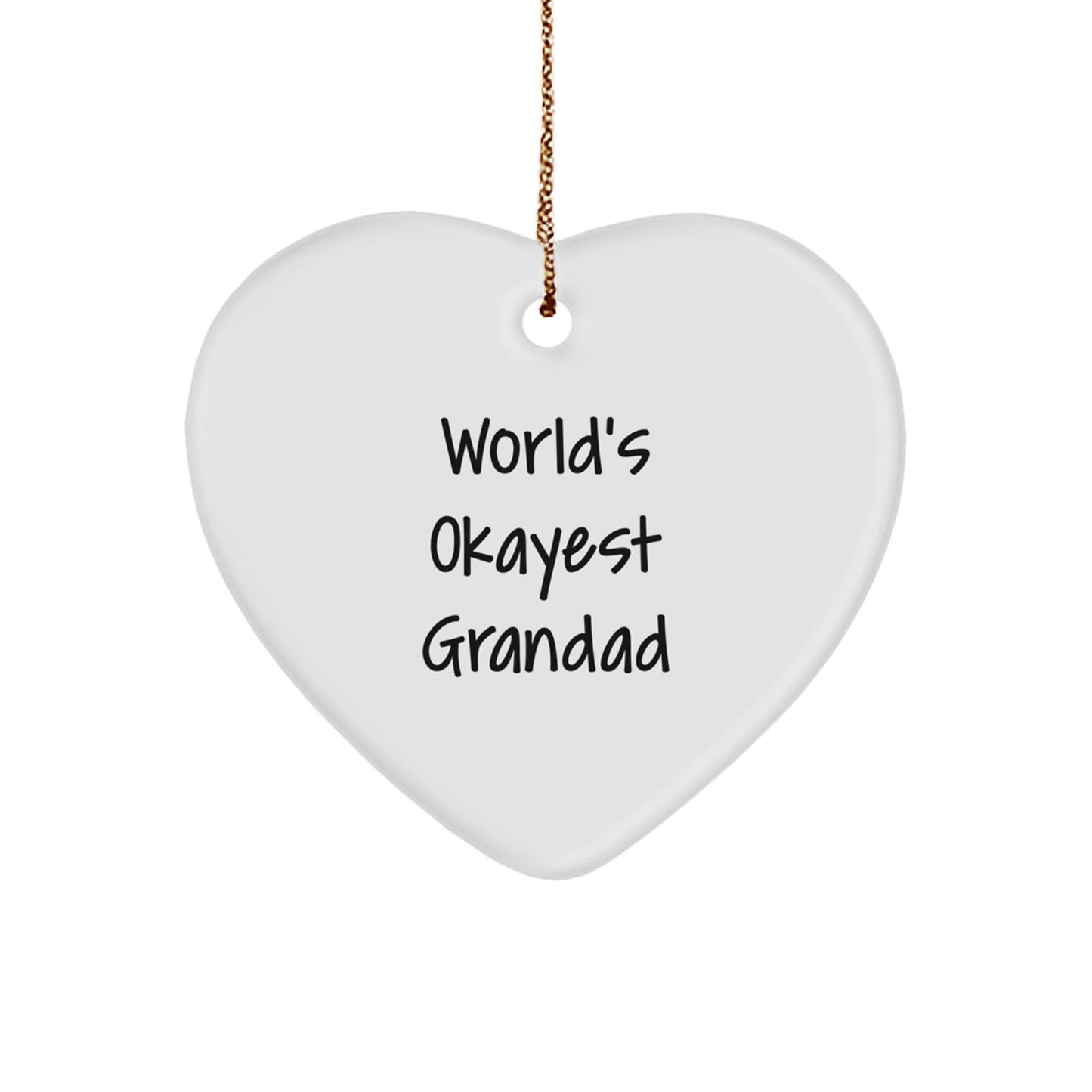 Funny Grandad Gifts, World's Okayest Grandad Heart Ornament, Christmas Unique Gifts from Men to Grandad, Heart - Shaped MDF - The Buy Boom
