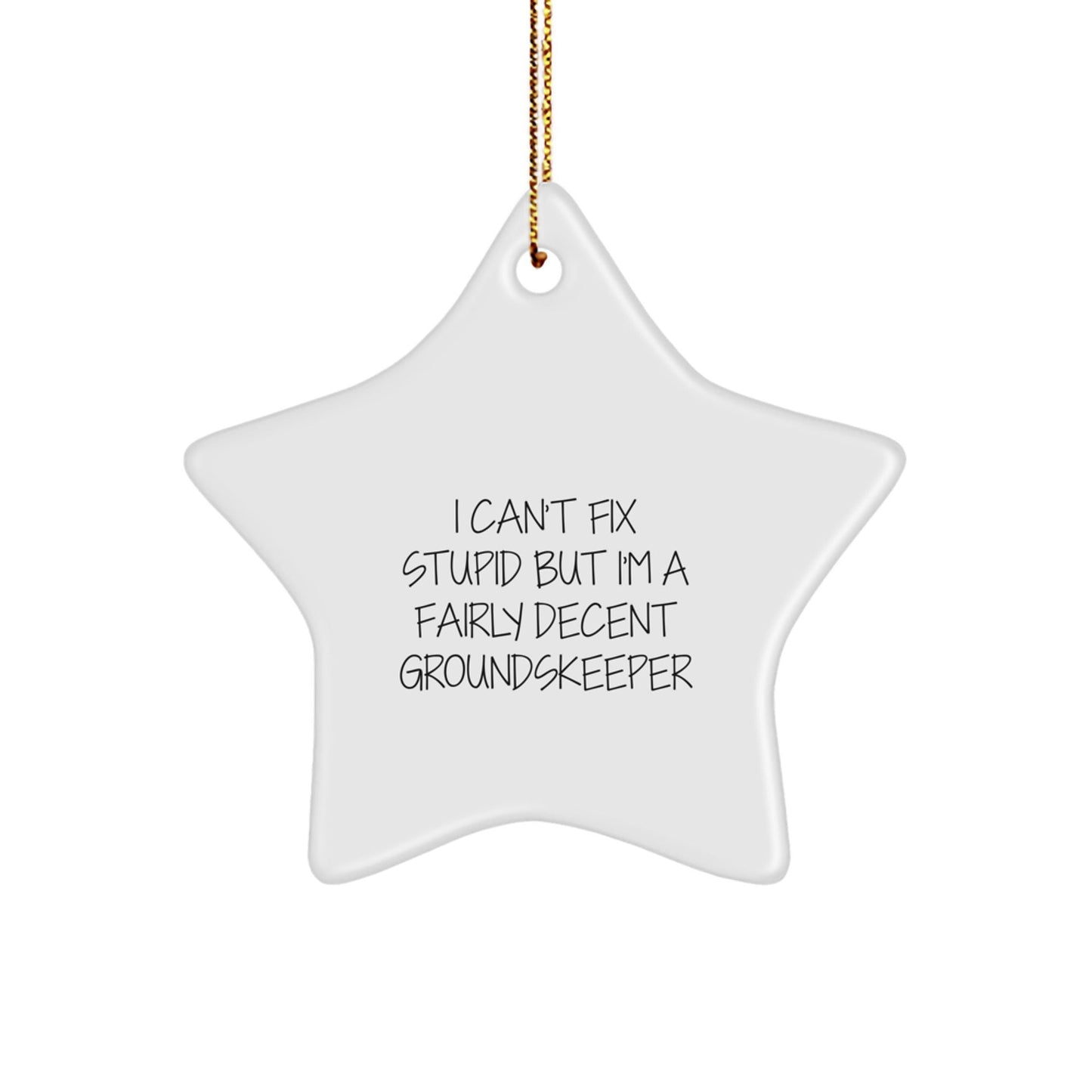 Funny groundskeeper Gift for Men - I Can't Fix Stupid Star Ornament, Christmas Unique Gifts for groundskeeper Friends, Durable MDF Material, Gift from Friends, Family, or Coworkers - The Buy Boom