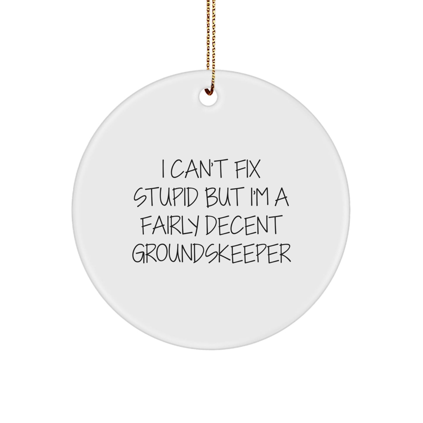 Funny groundskeeper Gifts for Men - 'I Can't Fix Stupid' Circle Ornament Christmas Unique Presents from Friends - The Buy Boom