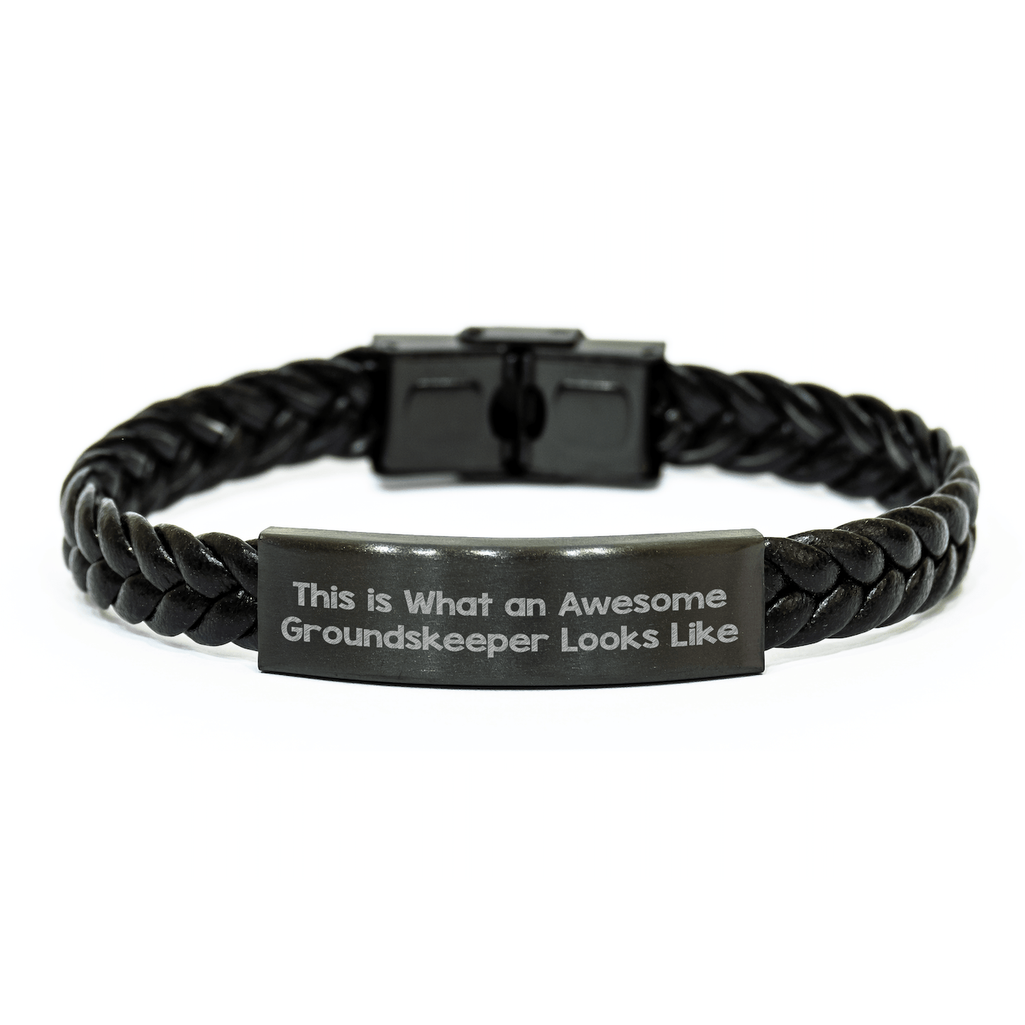 Funny groundskeeper Gifts, Interlaced Leather Bracelet for Men, 'This Is What An Awesome groundskeeper Looks Like' Quote, Father's Day Unique Gifts from Friends or Family - The Buy Boom