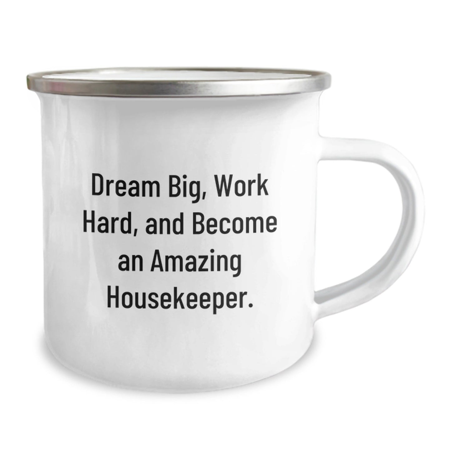 Funny Housekeeper Gifts for Housekeeper, Camping Mug with Inspirational Quote 'Dream Big, Work Hard' - Perfect Christmas Unique Gifts from Friends - The Buy Boom