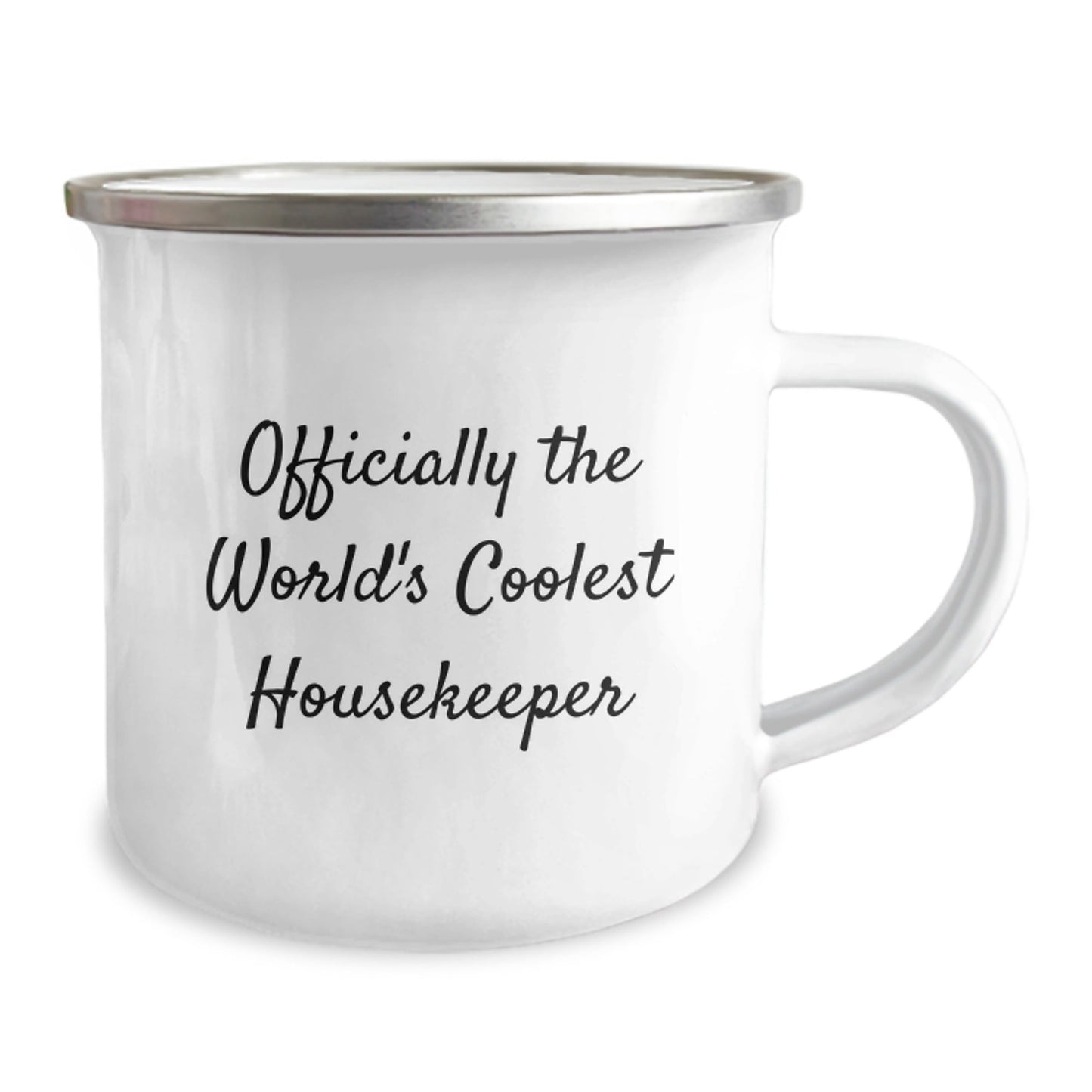 Funny Housekeeper Gifts from Friends - 'Officially The World's Coolest Housekeeper' Camping Mug for Men or Women, Graduation Unique Gifts - The Buy Boom