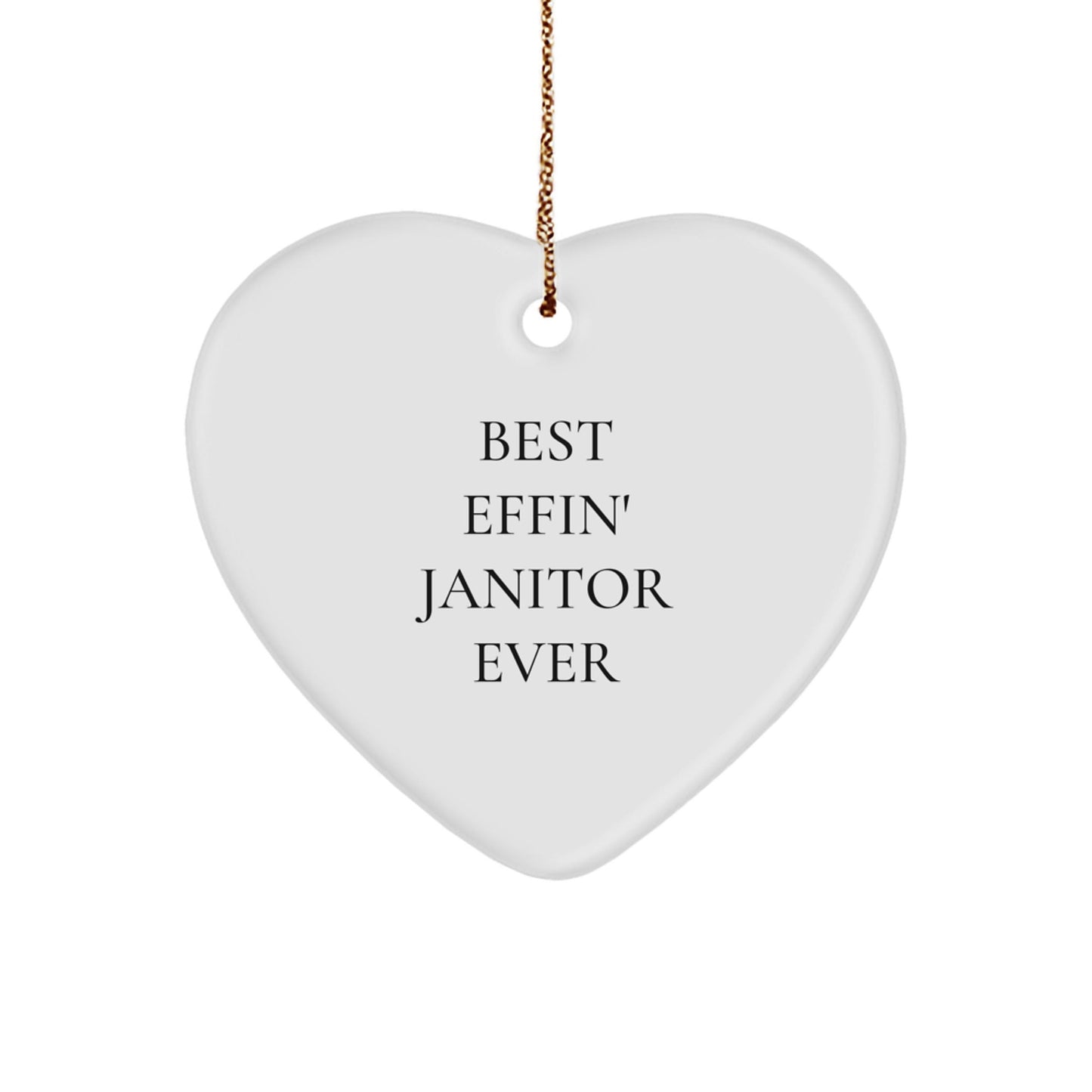 Funny Janitor Gifts for Men, Women, Coworkers - Heart Ornament, Best Effin' Janitor Ever Christmas Unique - The Buy Boom