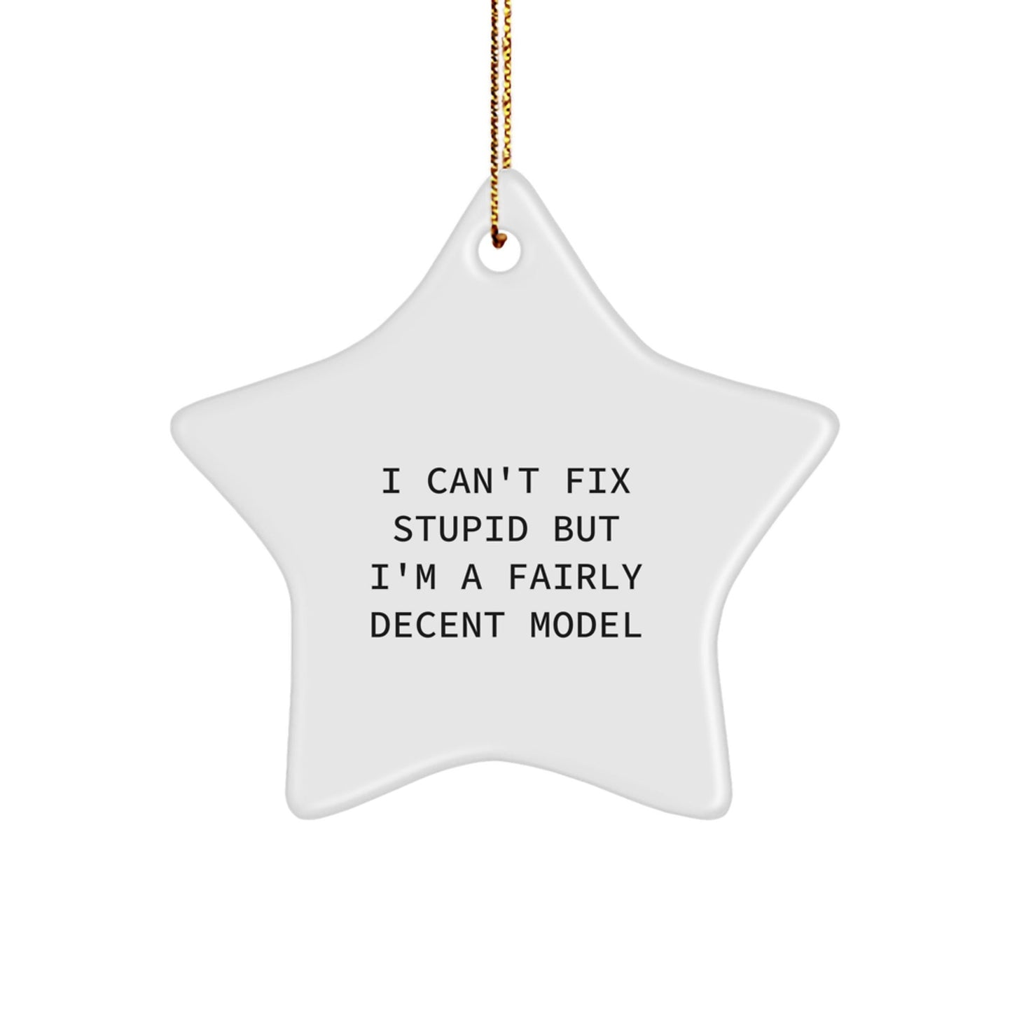 Funny Model Star Ornament Gifts from Friends for Christmas - I Can't Fix 'Stupid' Star Shaped Decorations - The Buy Boom