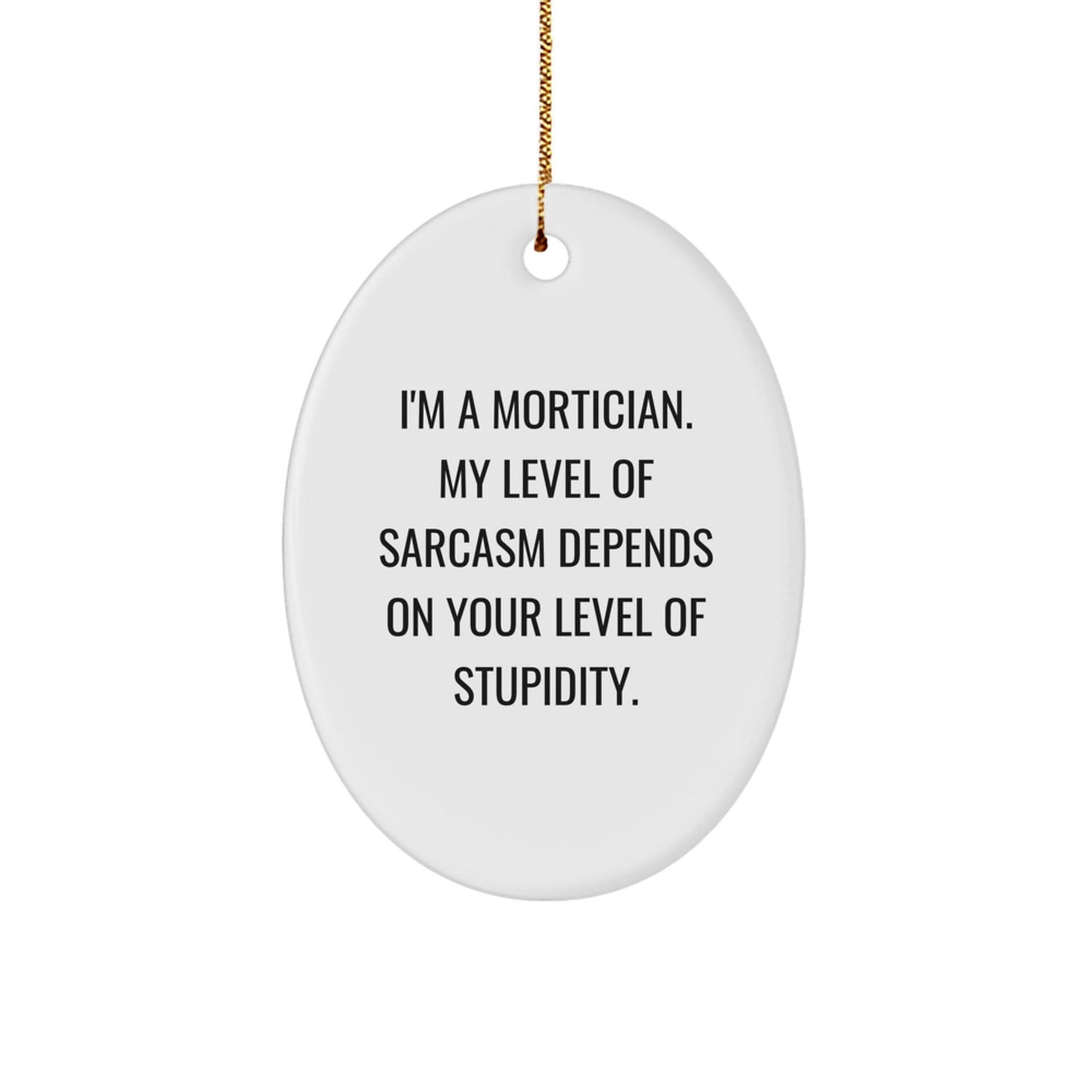 Funny Mortician Gifts for Men from Friends - Oval Ornament with Sarcasm Quote, Christmas Unique Gifts, Mortician Decor - The Buy Boom