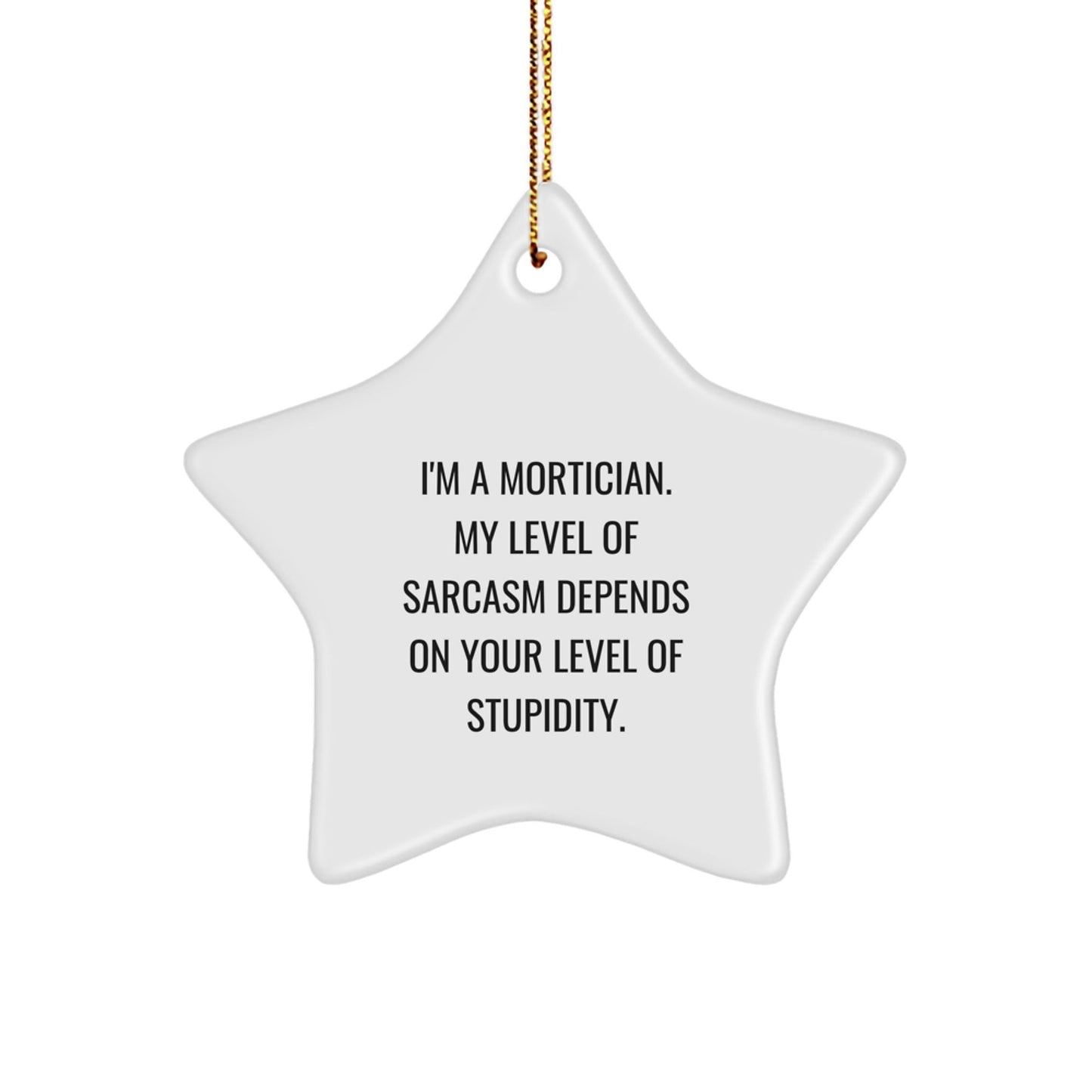Funny Mortician Gifts from Friends for Mortician Men - Star Ornament with 'I'm A Mortician My Level Of Sarcasm Depends On Your Level Of Stupidity' Quote - Christmas Unique Gifts - The Buy Boom