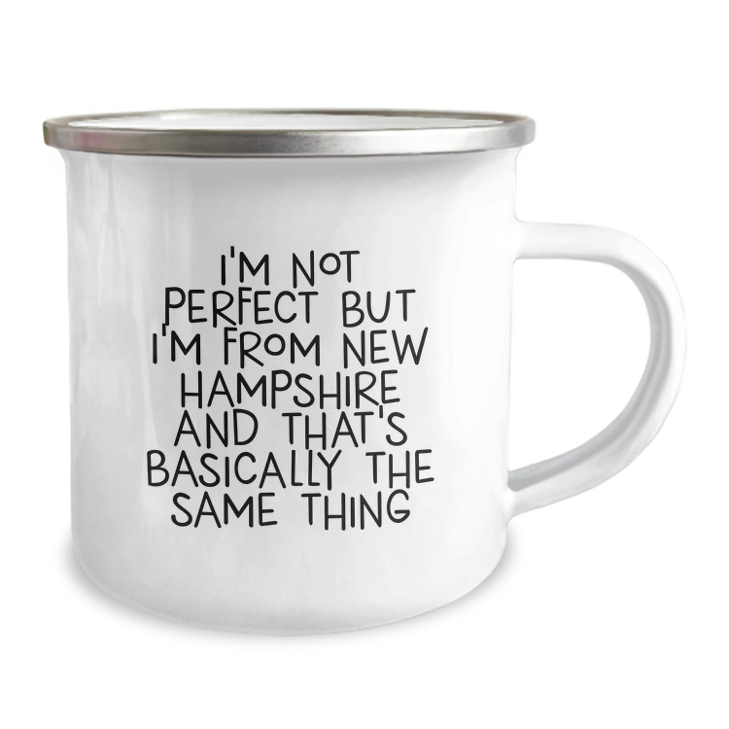Funny New Hampshire Gifts for Men, Women, Friends, Coworkers, Family - I'm Not Perfect But I'm From New Hampshire And That's Basically The Same Thing Camping Mug, Birthday Unique Gifts from Home - The Buy Boom